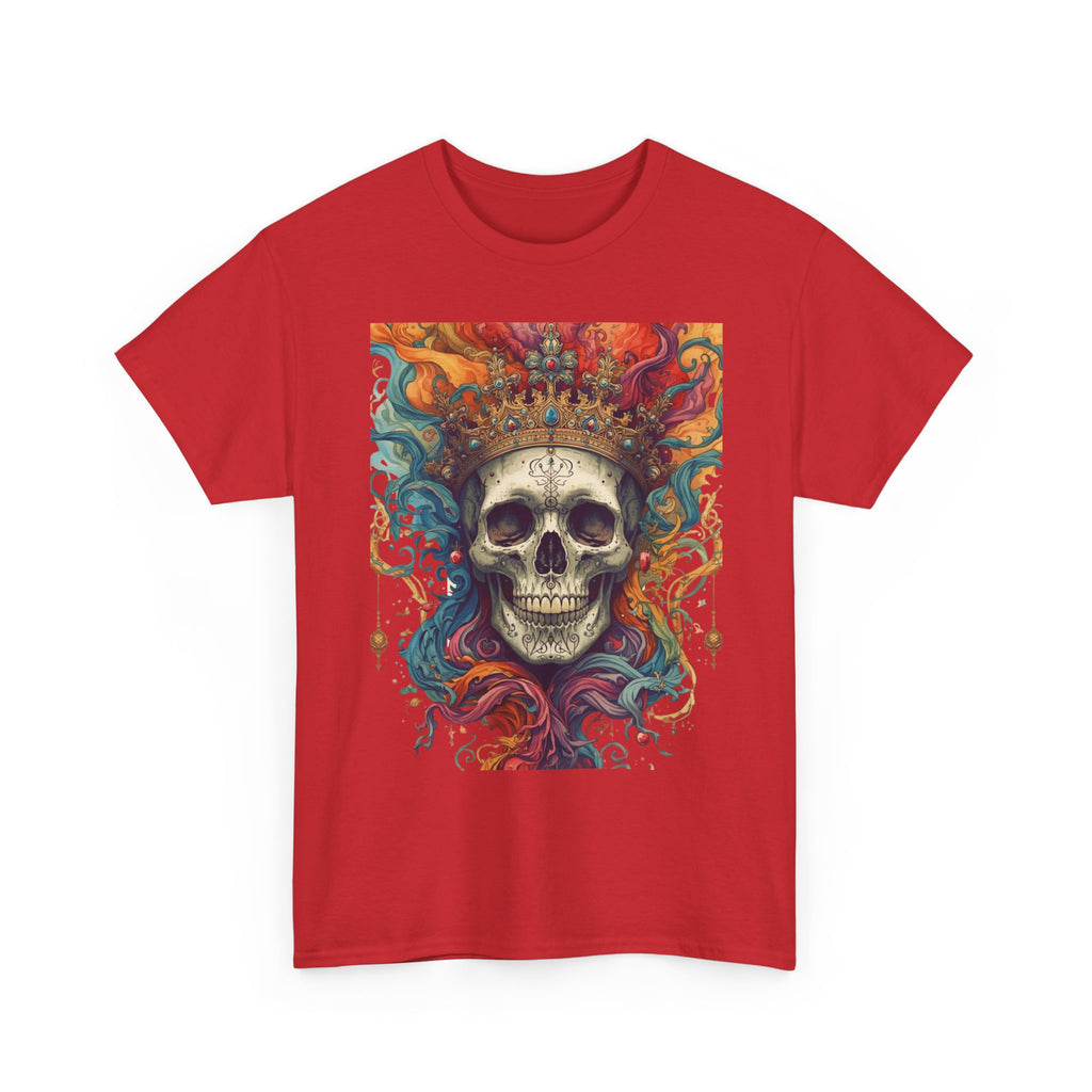 Skull King T-Shirt — Colorful Crowned Skull Graphic Tee for Rock, Gothic & Halloween