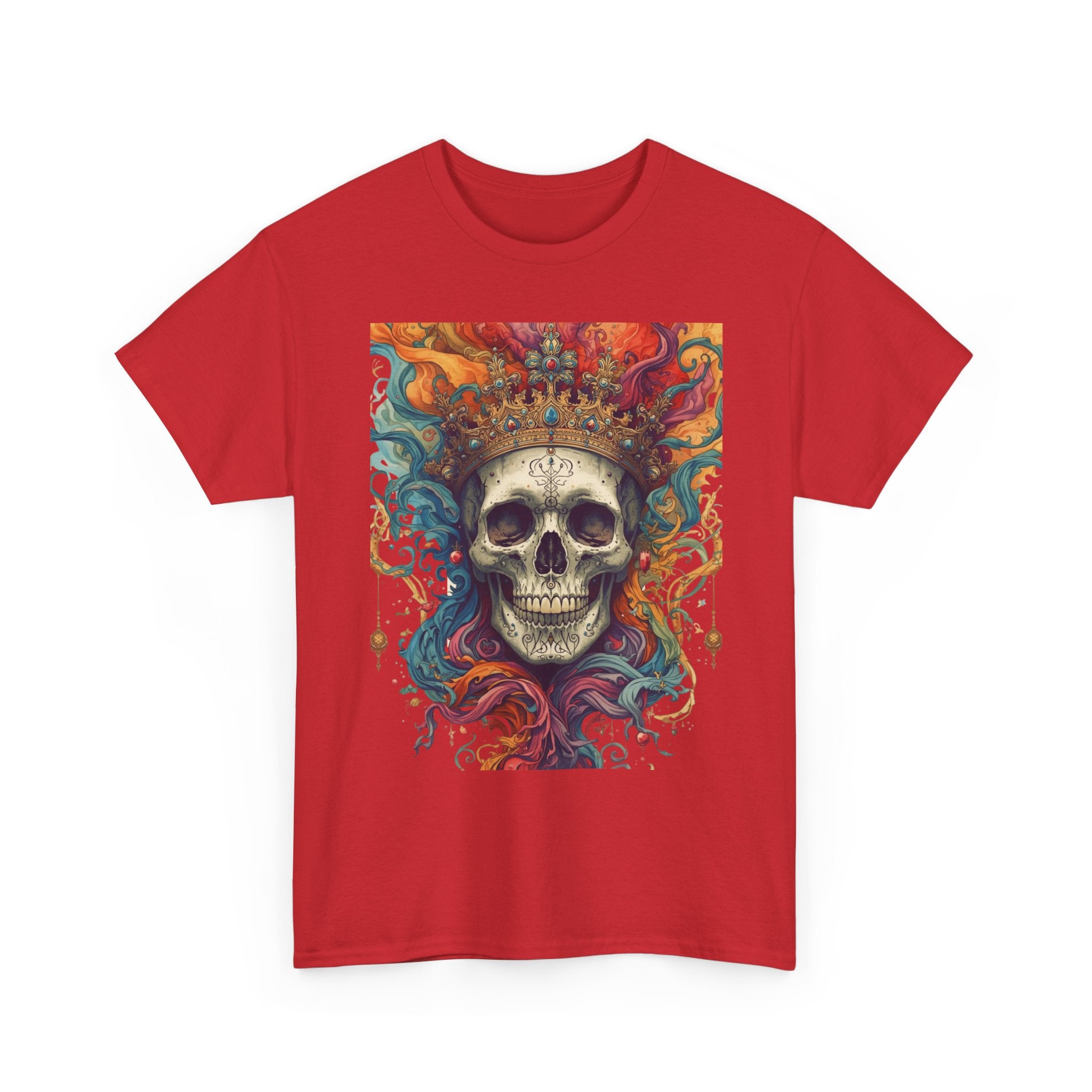 Skull King T-Shirt — Colorful Crowned Skull Graphic Tee for Rock, Gothic & Halloween