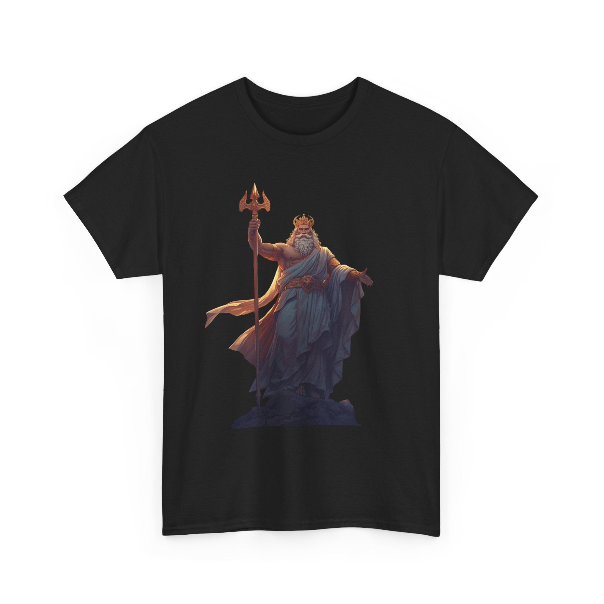 Poseidon Trident Statue T-Shirt — Mythic Sea God Graphic Tee