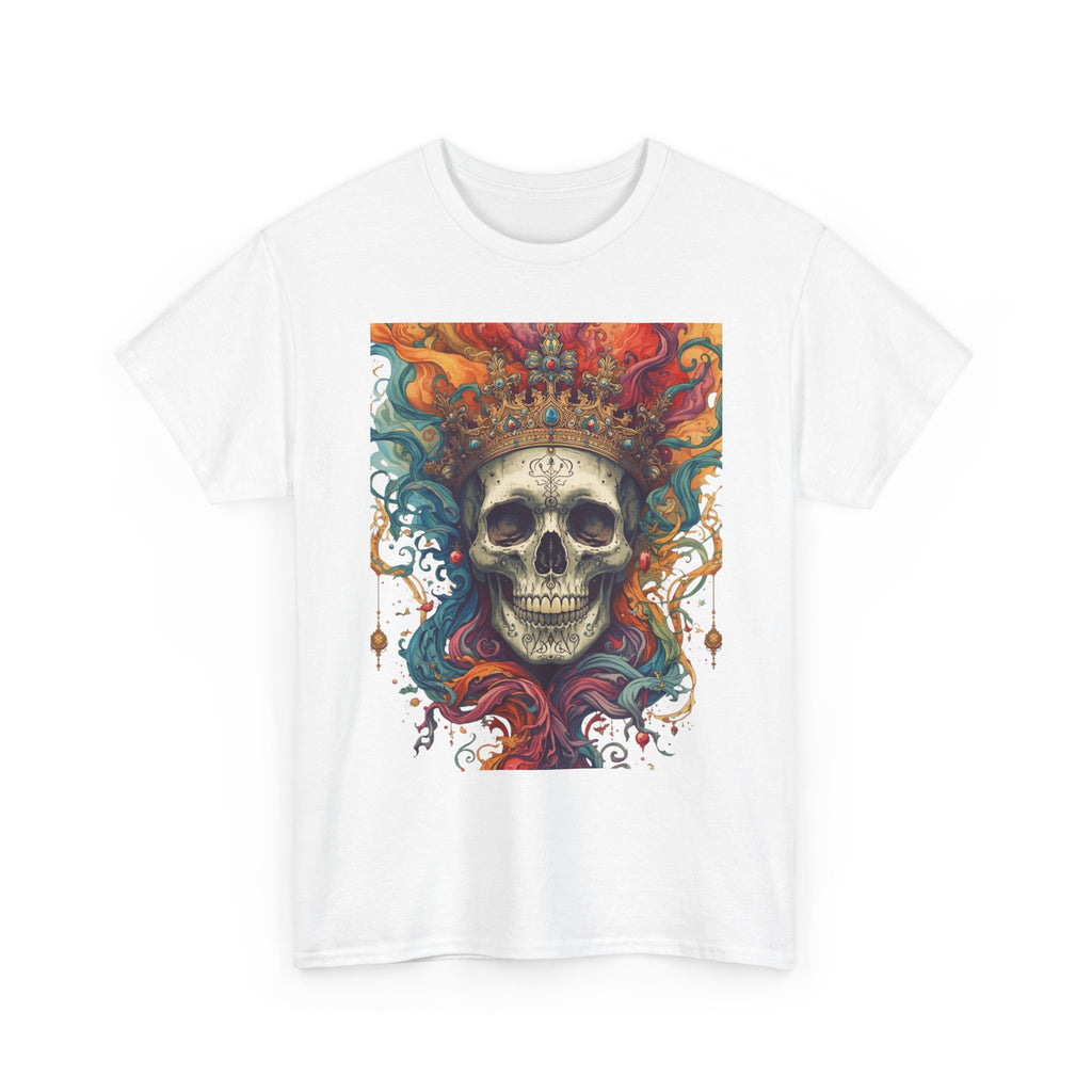 Skull King T-Shirt — Colorful Crowned Skull Graphic Tee for Rock, Gothic & Halloween