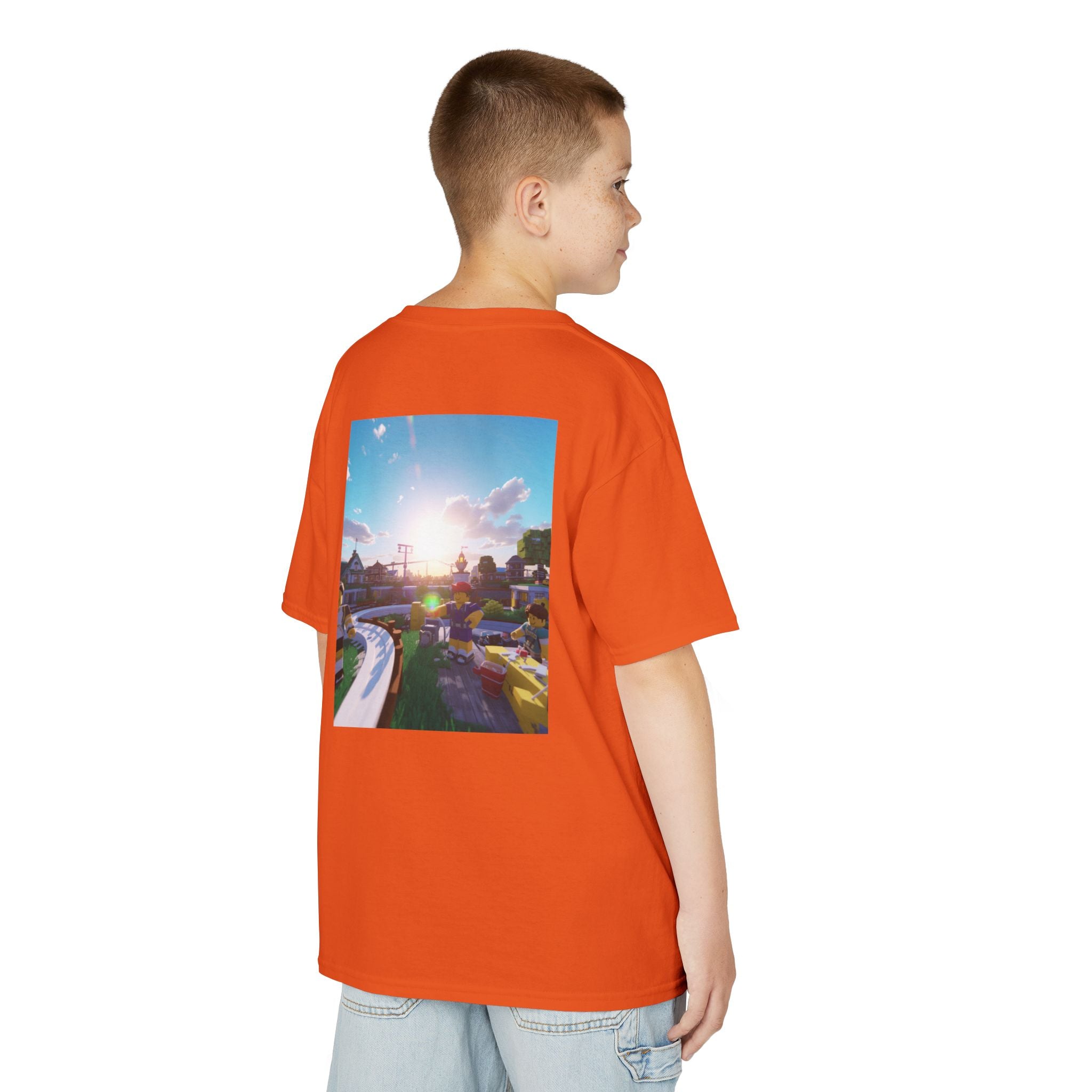 Kids Tee — Colorful Sunset Neighborhood Illustration
