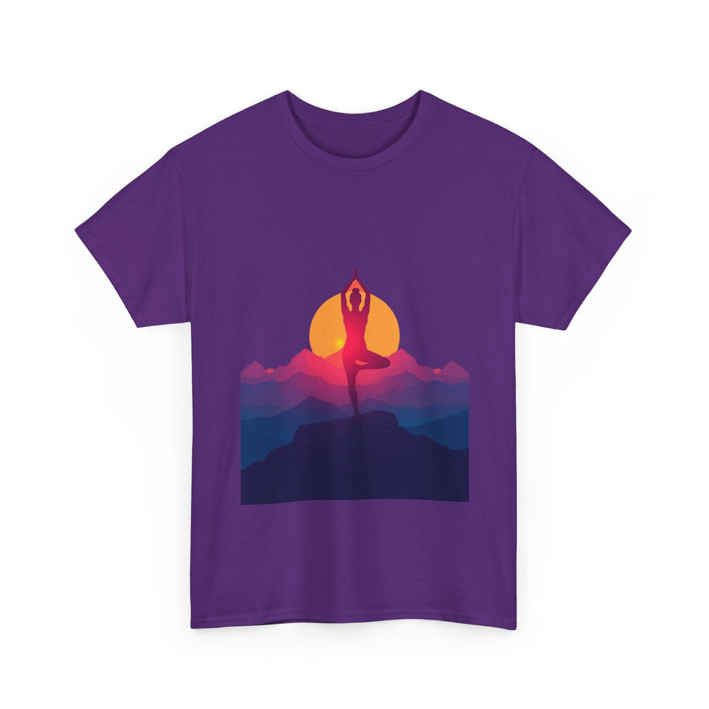 Yoga Sunset Tee — Mountain Sunrise Meditation Graphic T-Shirt