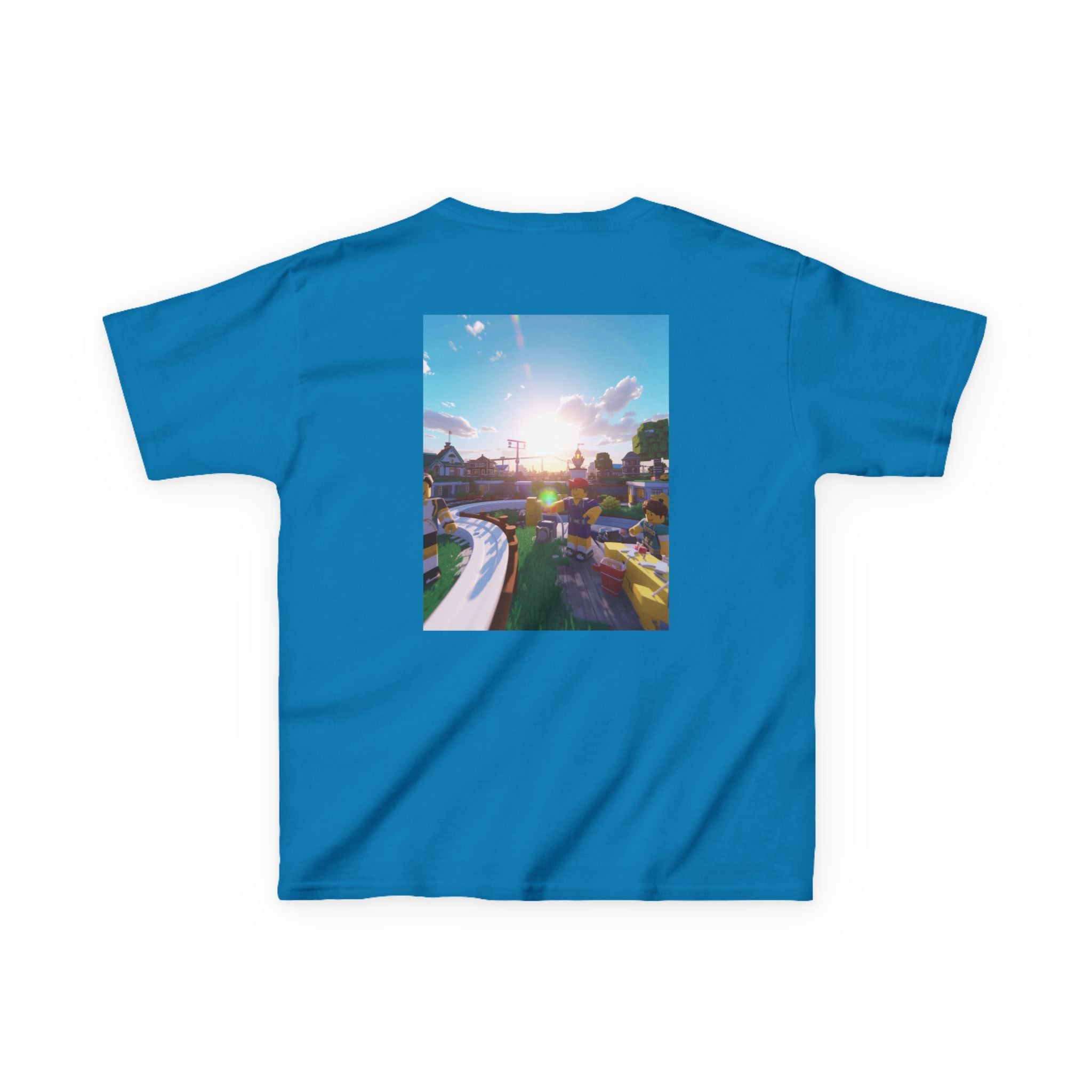Kids Tee — Colorful Sunset Neighborhood Illustration