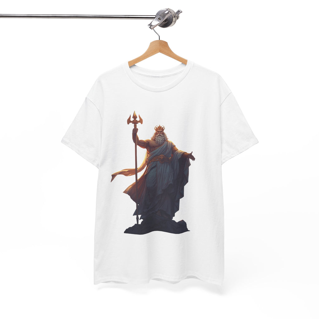 Poseidon Trident Statue T-Shirt — Mythic Sea God Graphic Tee