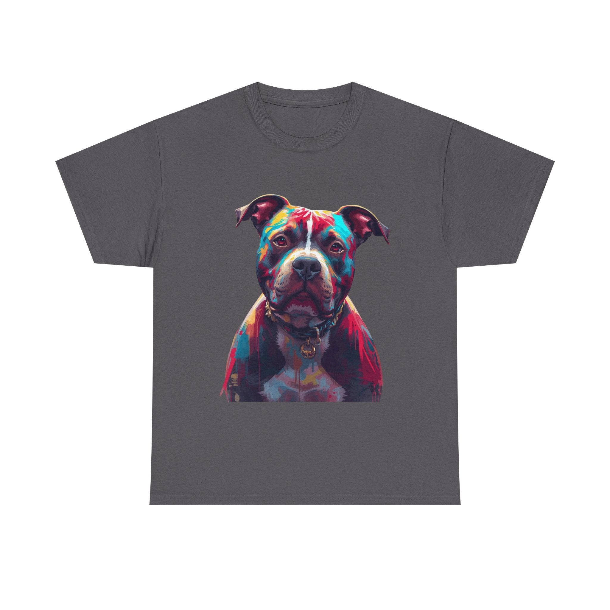 Colorful Pitbull Portrait T-Shirt — Vibrant Dog Lover Tee
