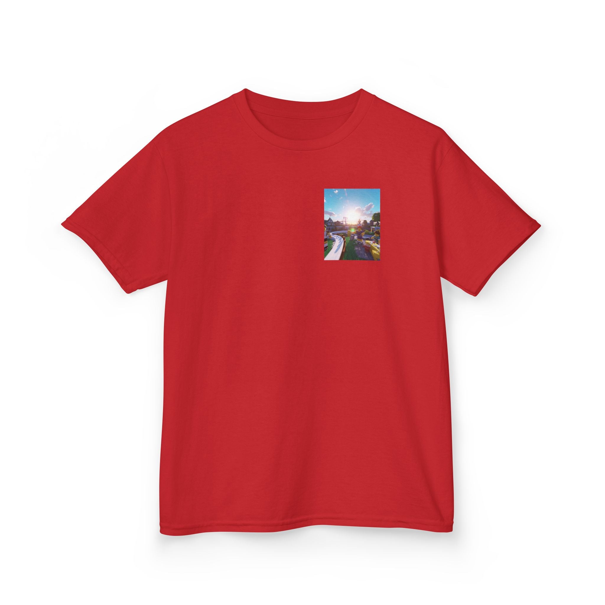 Kids Tee — Colorful Sunset Neighborhood Illustration