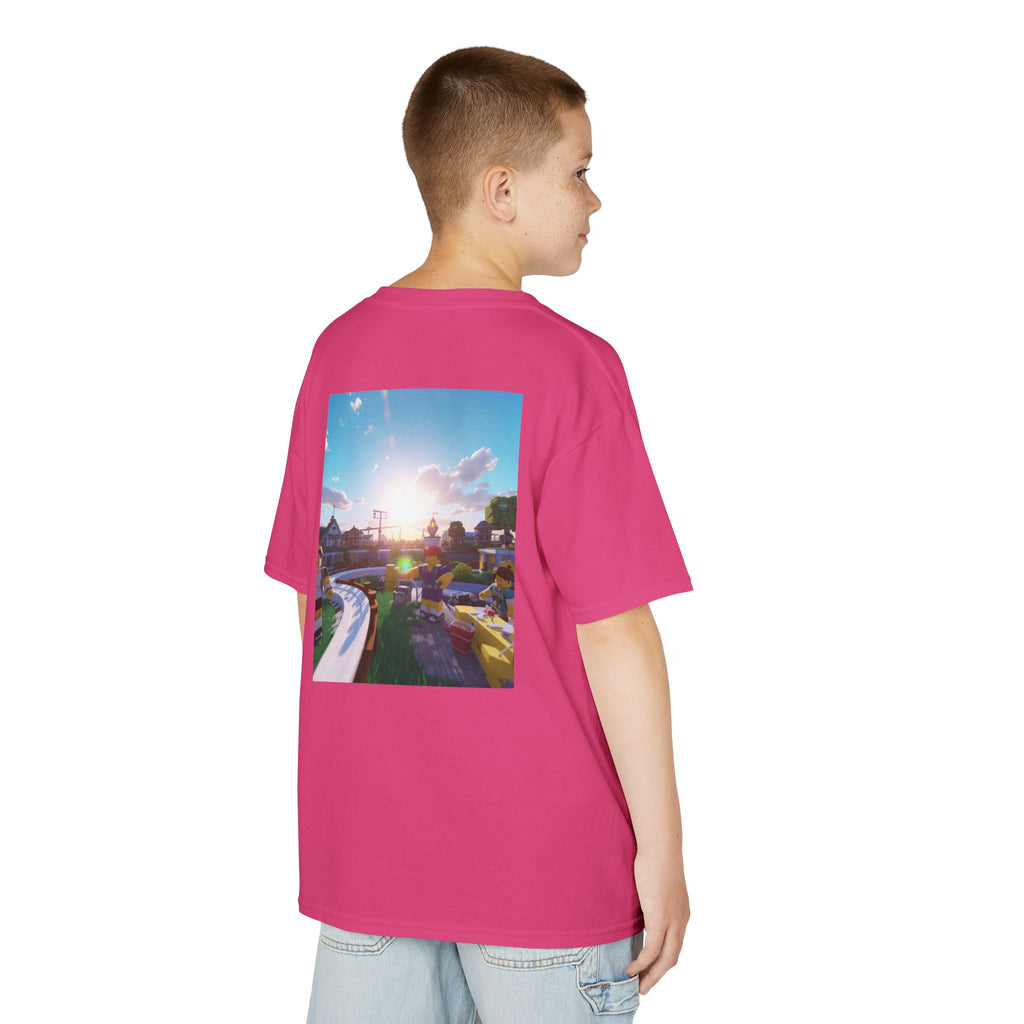 Kids Tee — Colorful Sunset Neighborhood Illustration