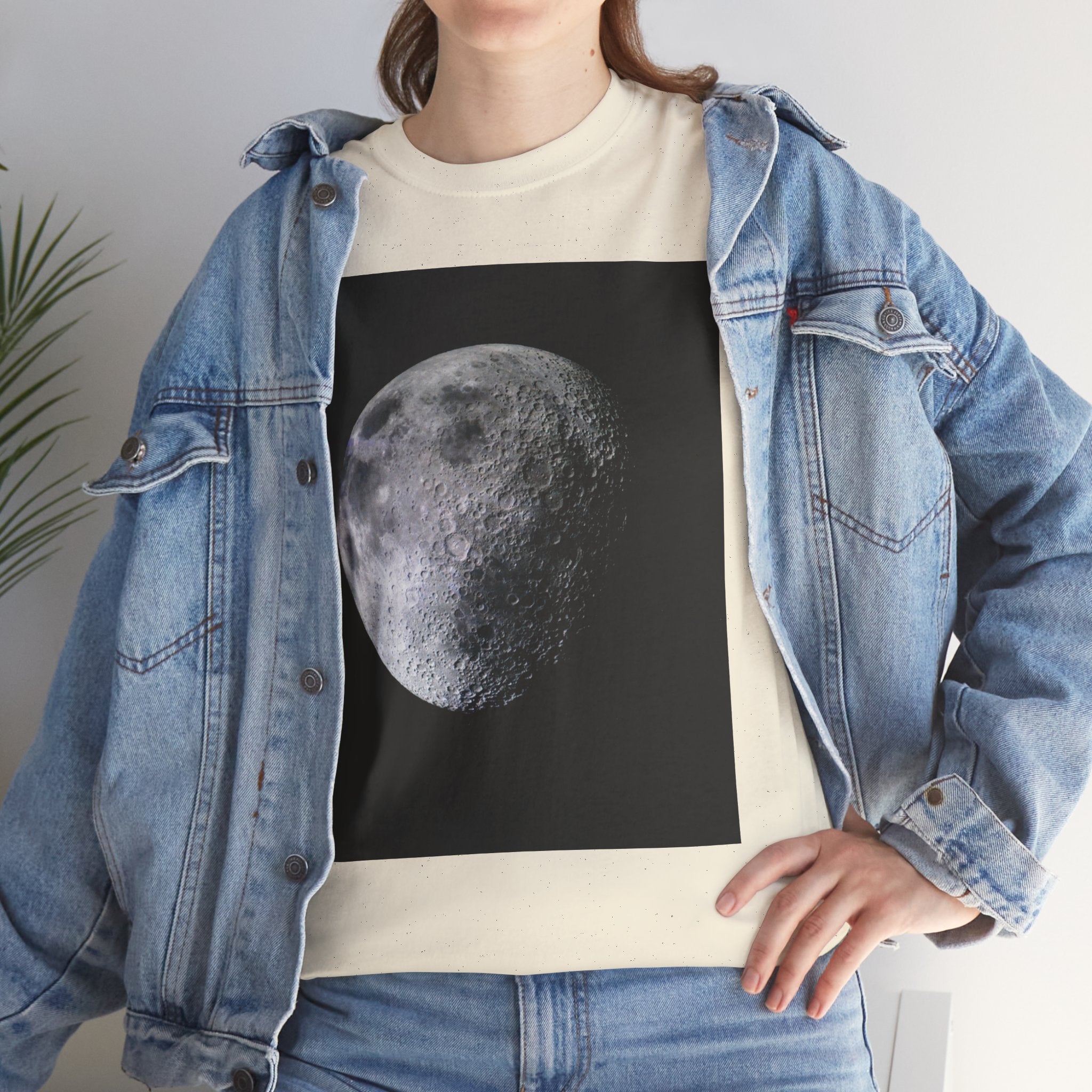 Moon Phase Tee — Realistic Half Moon Graphic T-Shirt