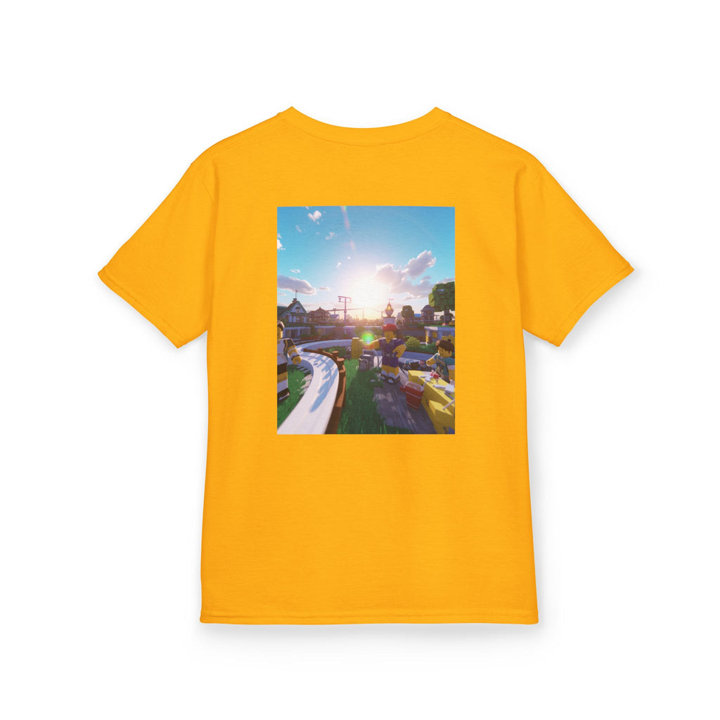 Kids Tee — Colorful Sunset Neighborhood Illustration