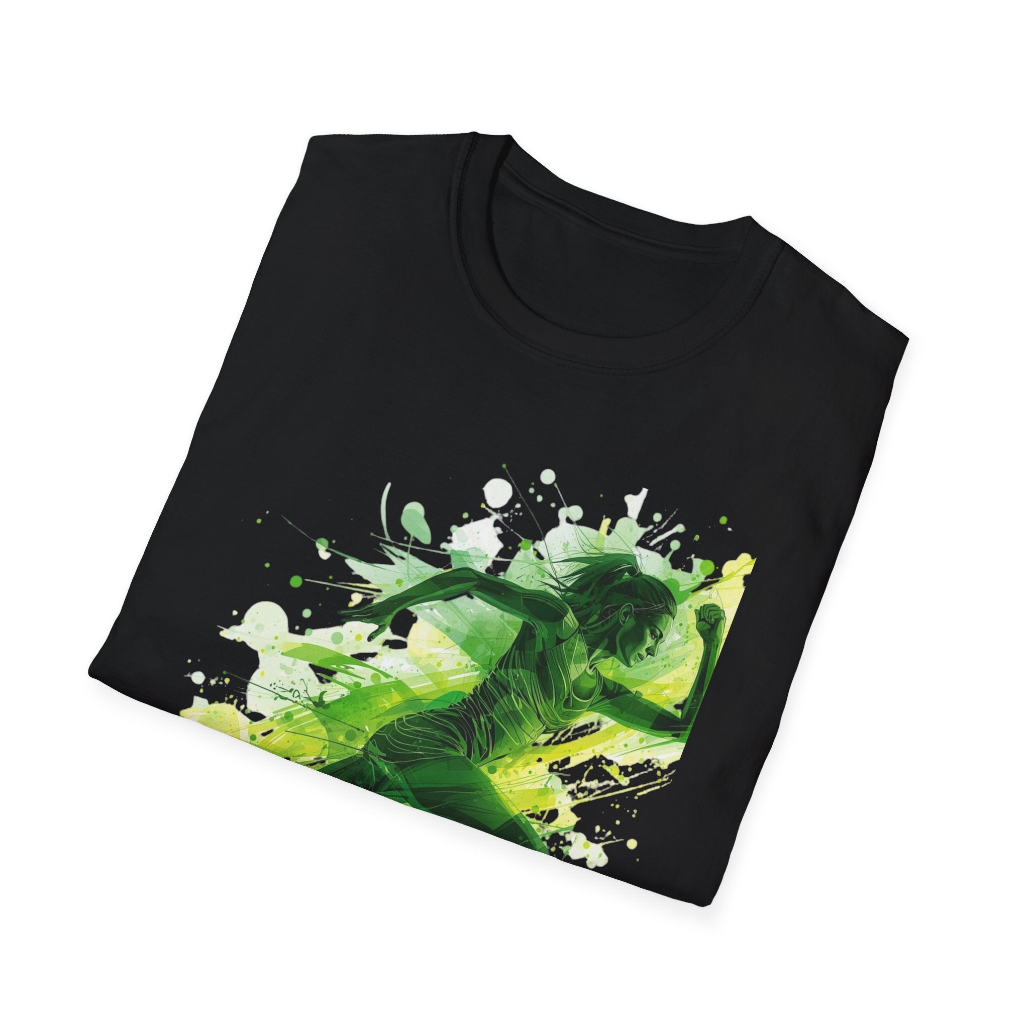 Runner Silhouette T-Shirt — Green Abstract Athletic Art