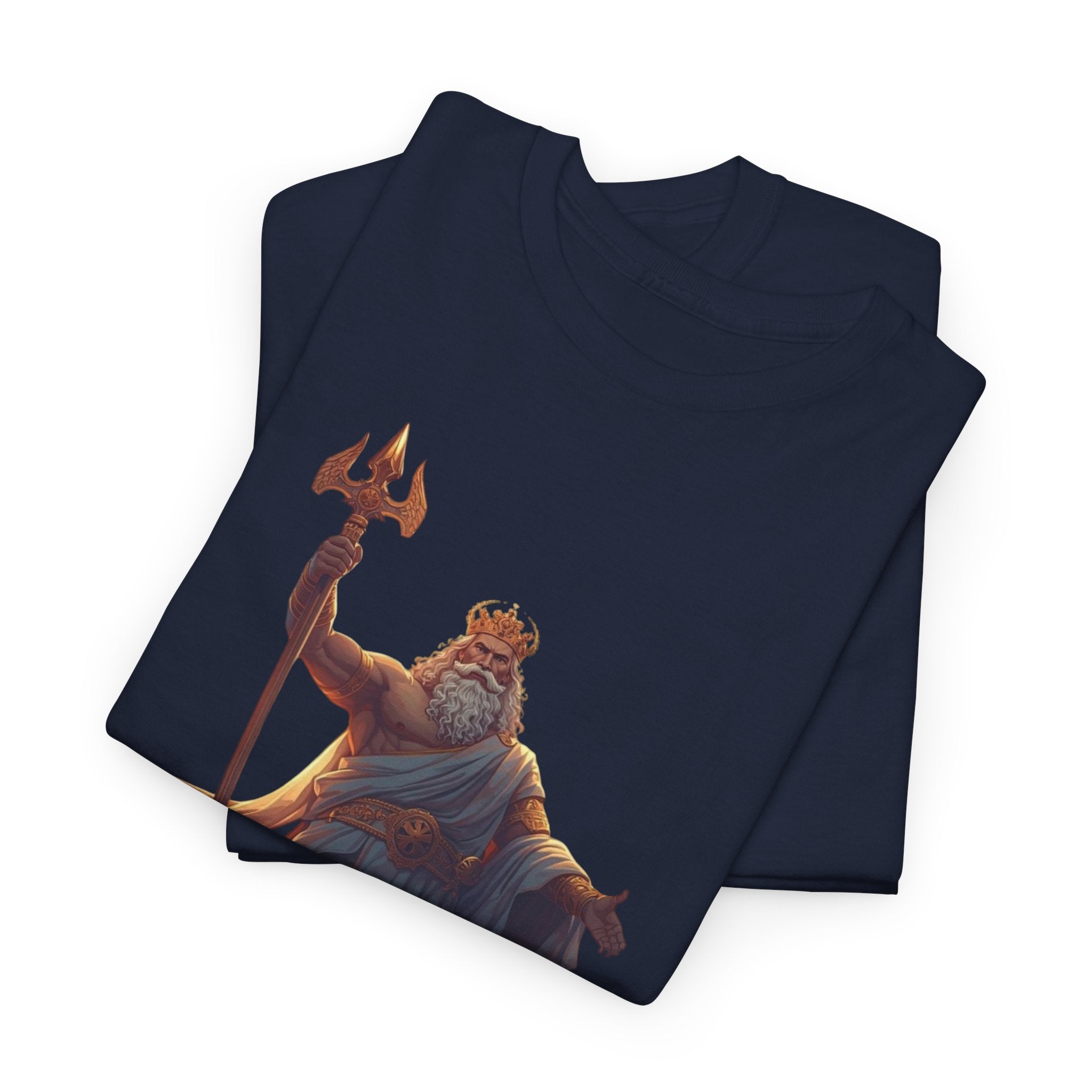 Poseidon Trident Statue T-Shirt — Mythic Sea God Graphic Tee