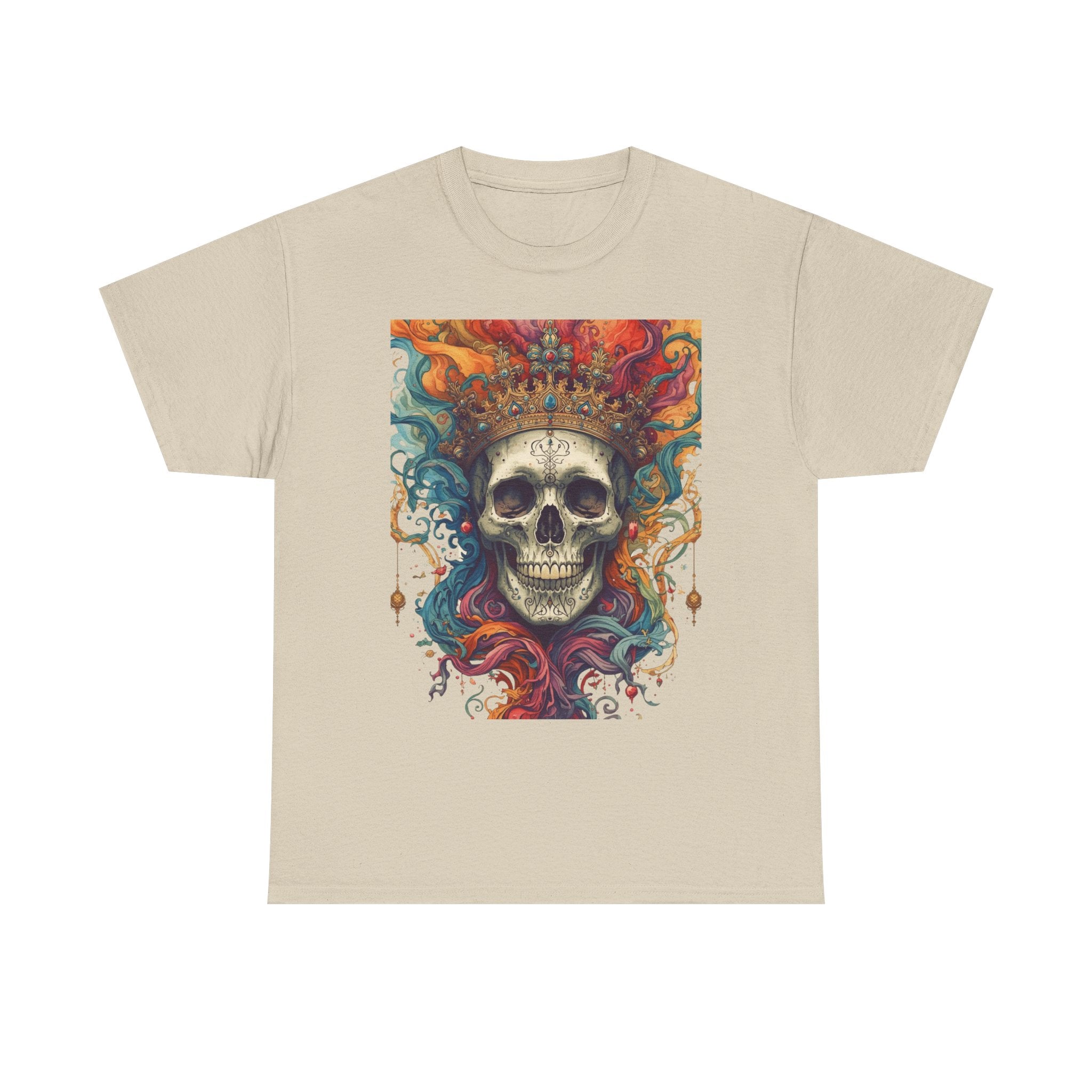 Skull King T-Shirt — Colorful Crowned Skull Graphic Tee for Rock, Gothic & Halloween