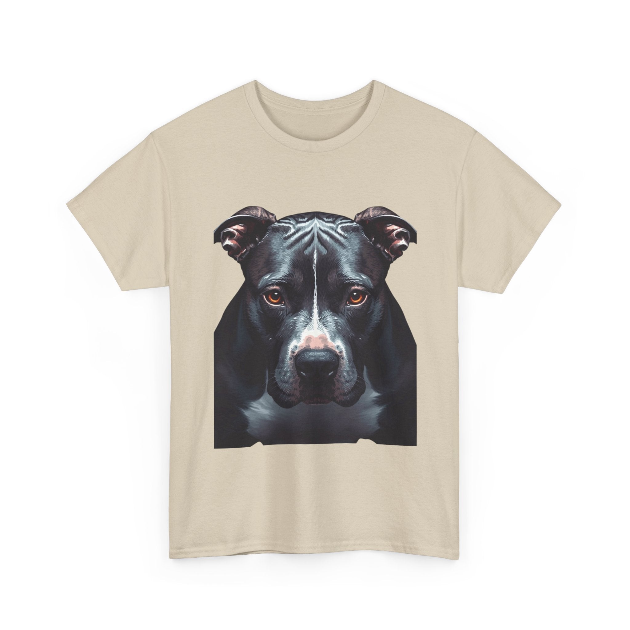 Pitbull Portrait T-Shirt — Realistic Black Dog Face Tee for Dog Lovers