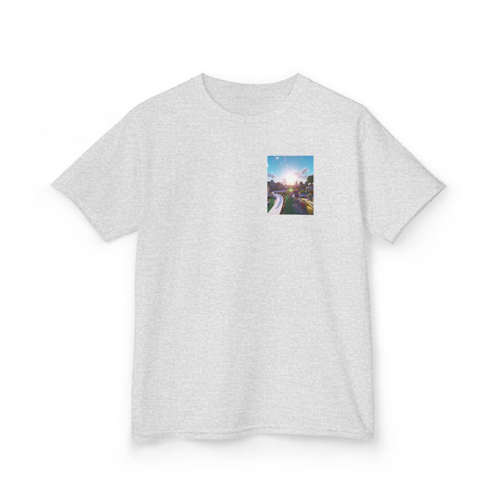Kids Tee — Colorful Sunset Neighborhood Illustration