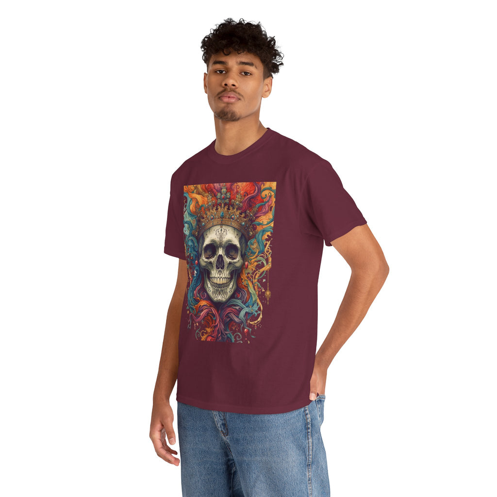 Skull King T-Shirt — Colorful Crowned Skull Graphic Tee for Rock, Gothic & Halloween