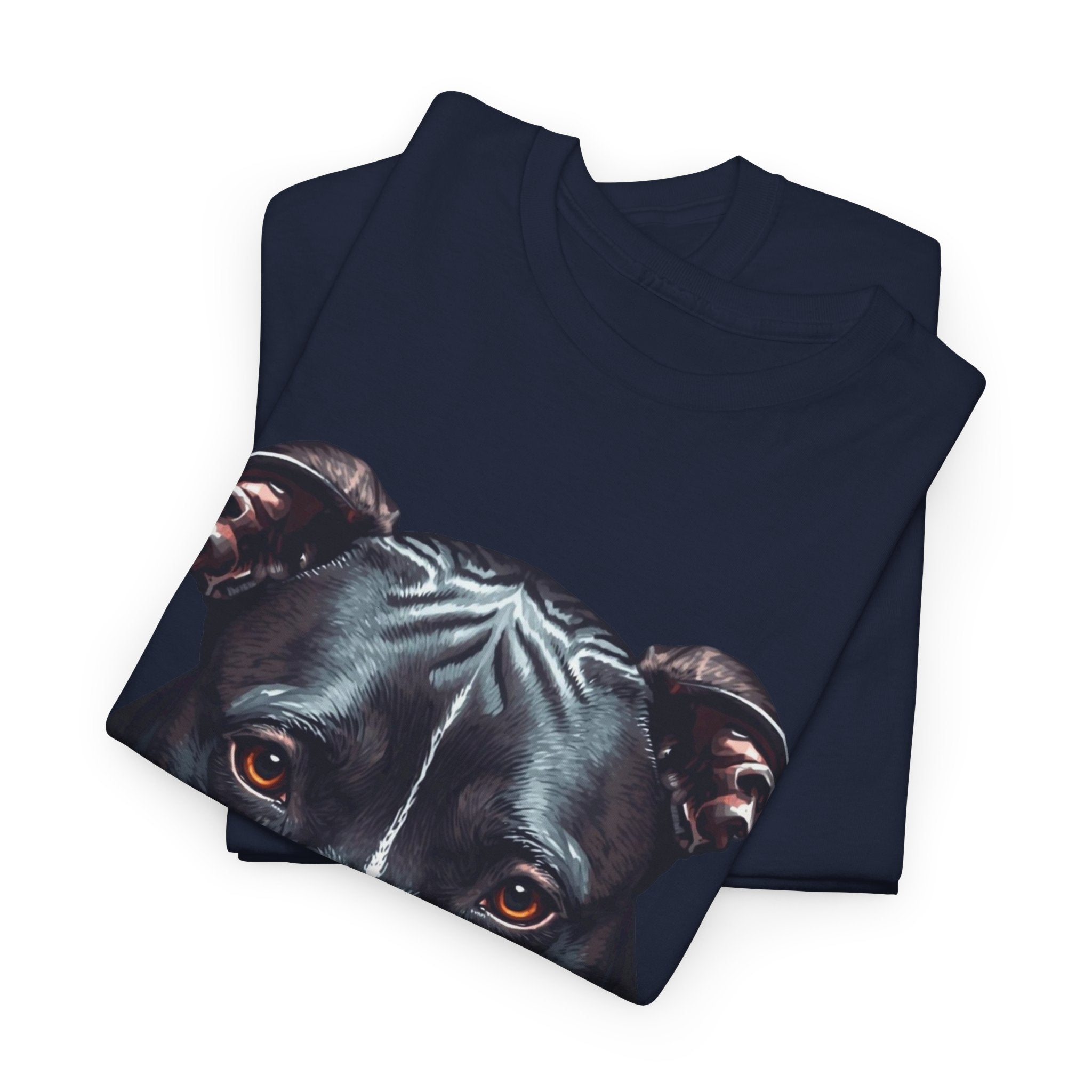 Pitbull Portrait T-Shirt — Realistic Black Dog Face Tee for Dog Lovers
