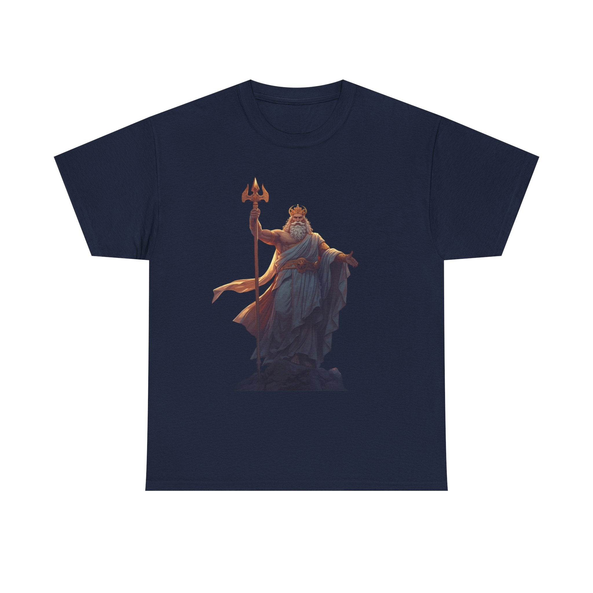 Poseidon Trident Statue T-Shirt — Mythic Sea God Graphic Tee