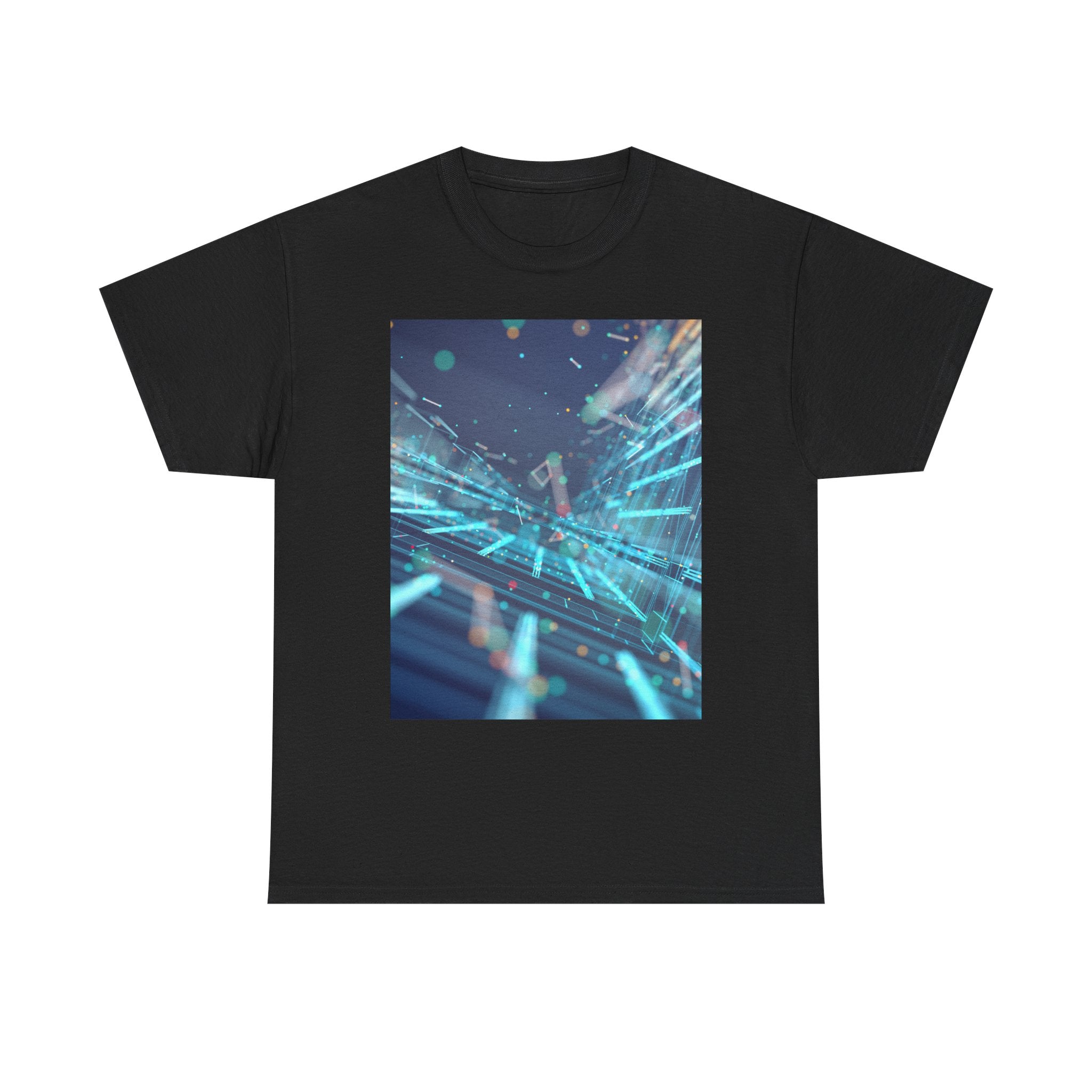 Cyber Grid Tee — Futuristic Neon Tech Graphic T-Shirt