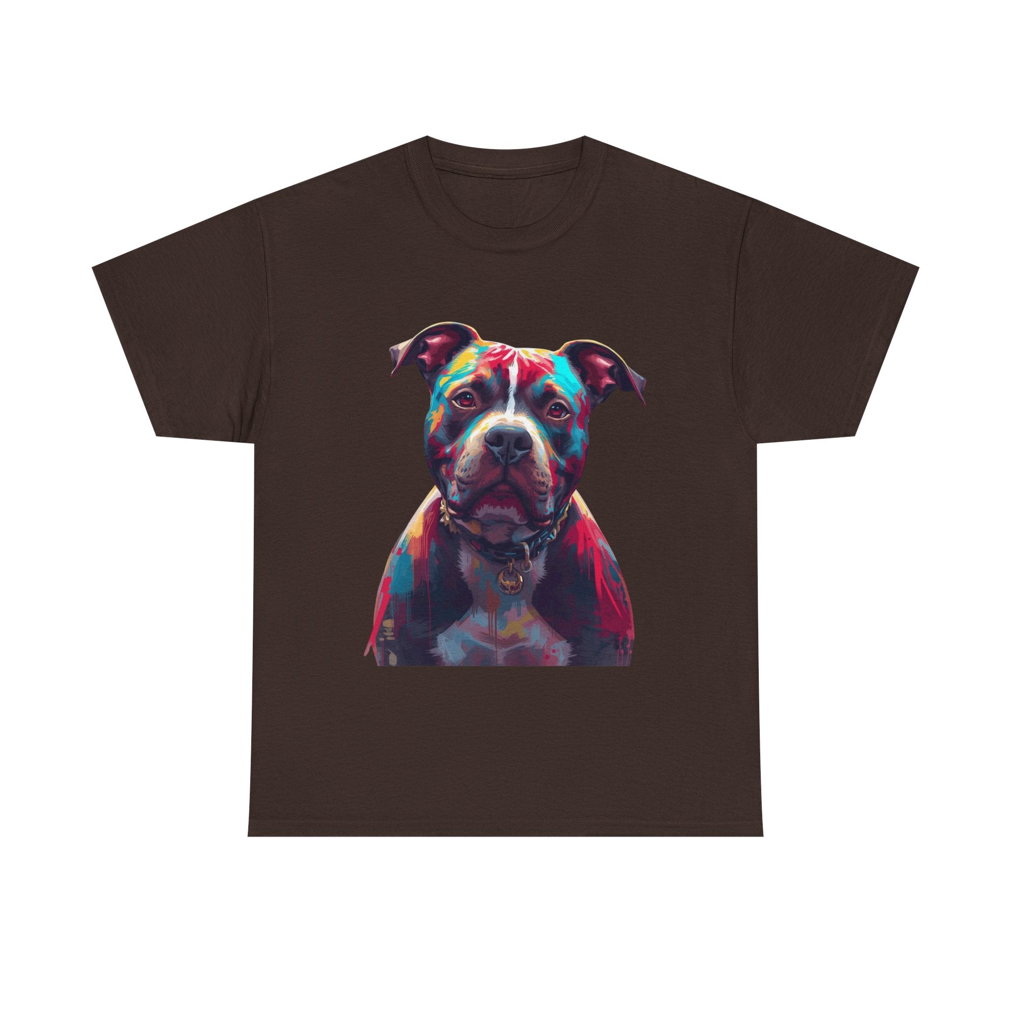 Colorful Pitbull Portrait T-Shirt — Vibrant Dog Lover Tee