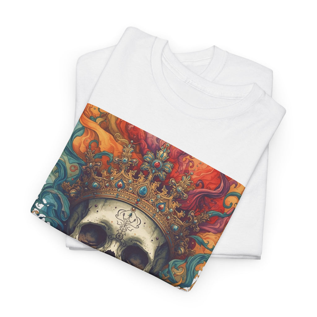 Skull King T-Shirt — Colorful Crowned Skull Graphic Tee for Rock, Gothic & Halloween