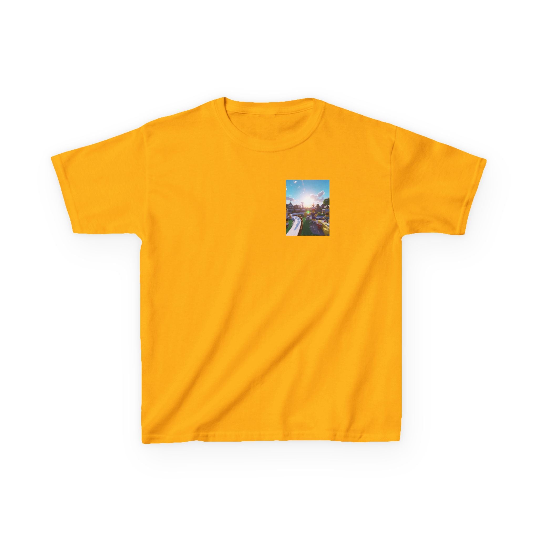 Kids Tee — Colorful Sunset Neighborhood Illustration