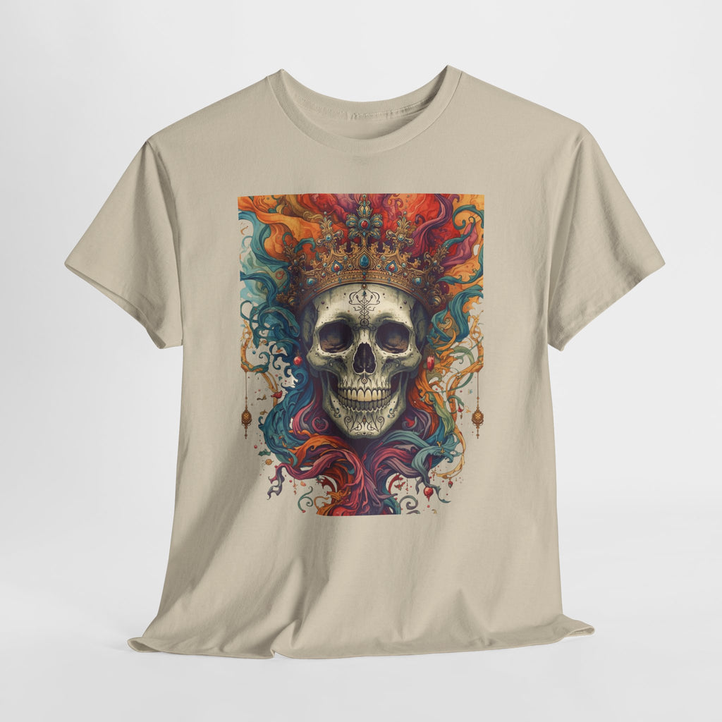 Skull King T-Shirt — Colorful Crowned Skull Graphic Tee for Rock, Gothic & Halloween
