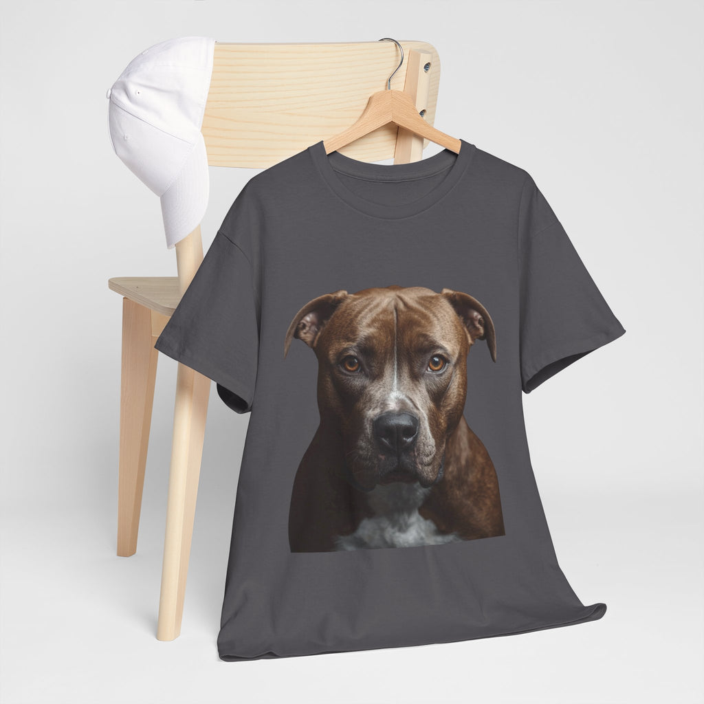 Pit Bull Portrait T-Shirt — Realistic Dog Face Tee for Dog Lovers