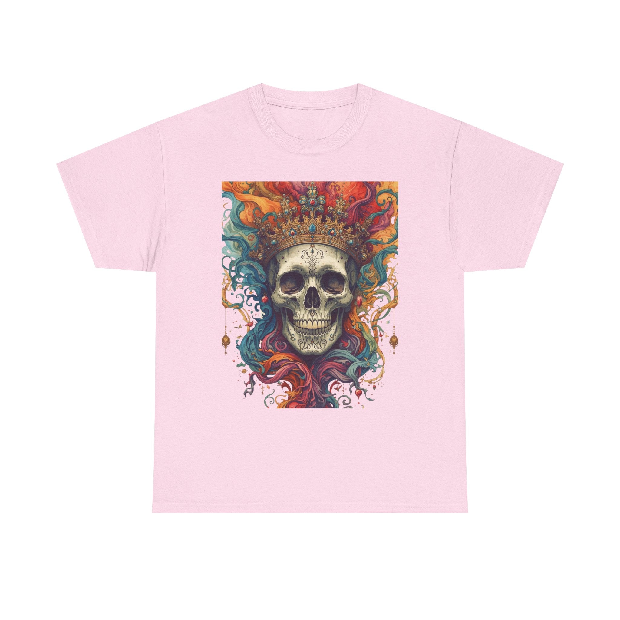 Skull King T-Shirt — Colorful Crowned Skull Graphic Tee for Rock, Gothic & Halloween