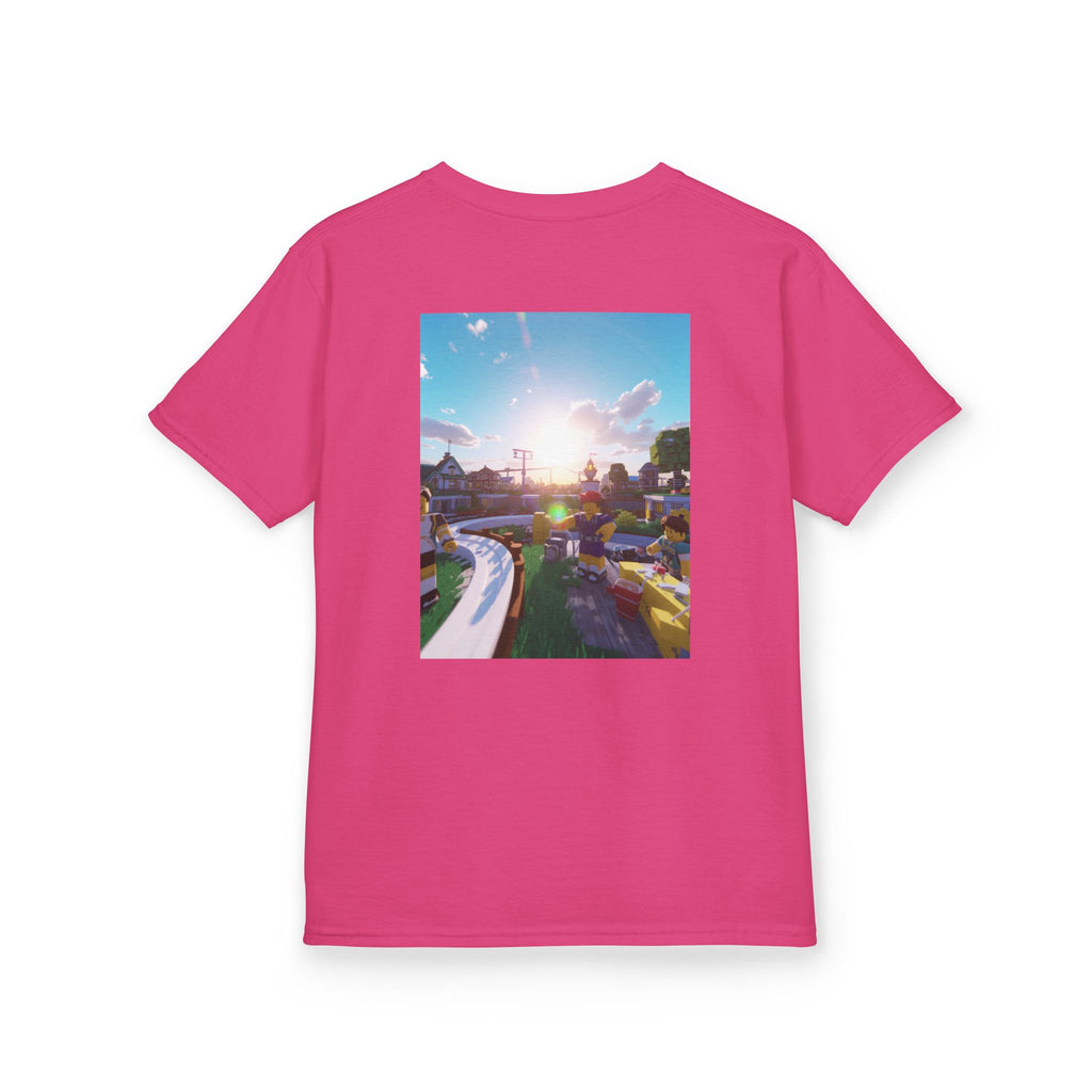 Kids Tee — Colorful Sunset Neighborhood Illustration