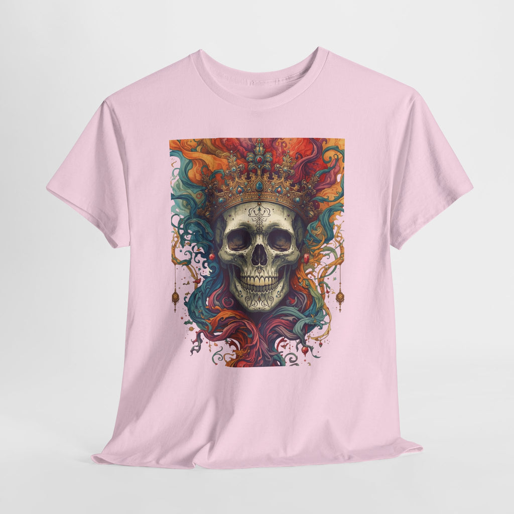 Skull King T-Shirt — Colorful Crowned Skull Graphic Tee for Rock, Gothic & Halloween