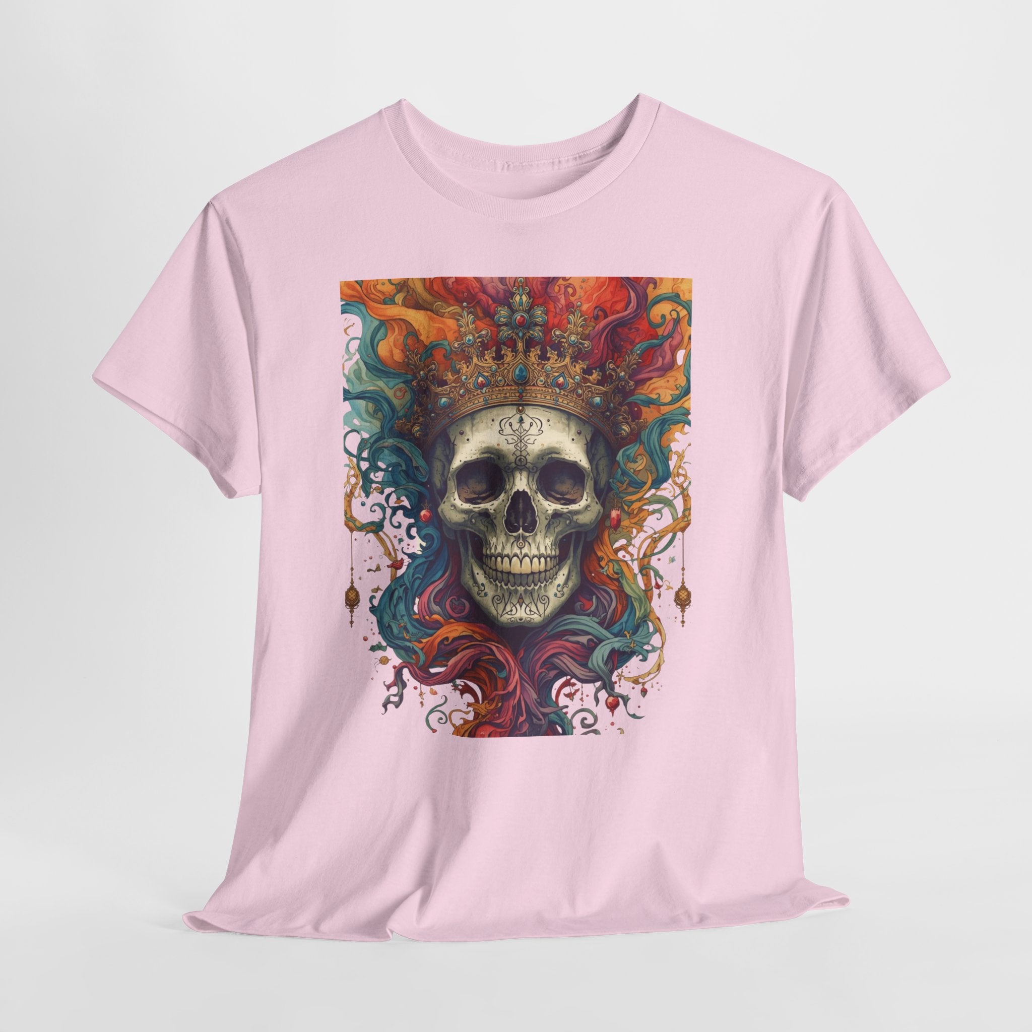 Skull King T-Shirt — Colorful Crowned Skull Graphic Tee for Rock, Gothic & Halloween