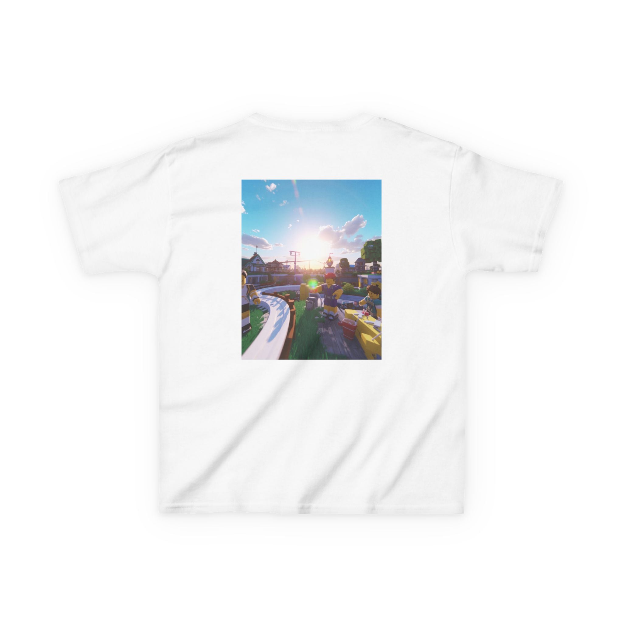 Kids Tee — Colorful Sunset Neighborhood Illustration