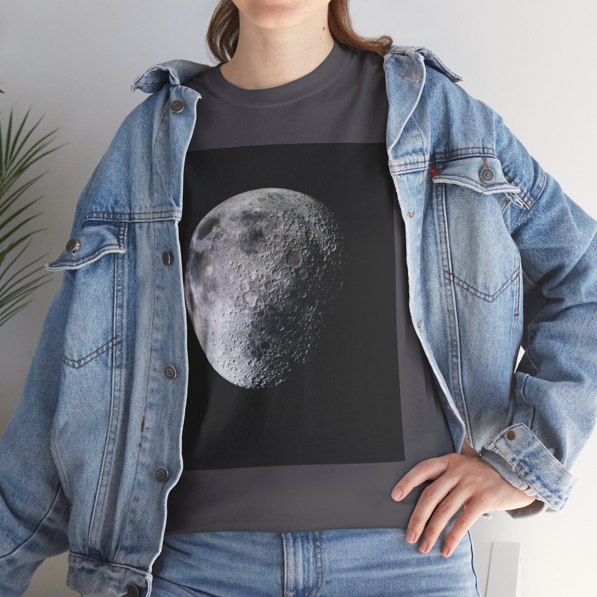 Moon Phase Tee — Realistic Half Moon Graphic T-Shirt