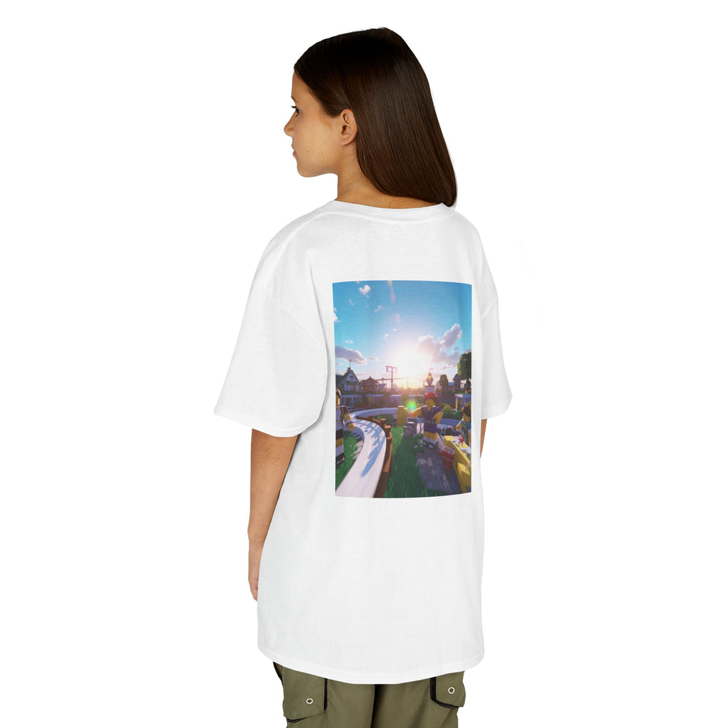 Kids Tee — Colorful Sunset Neighborhood Illustration