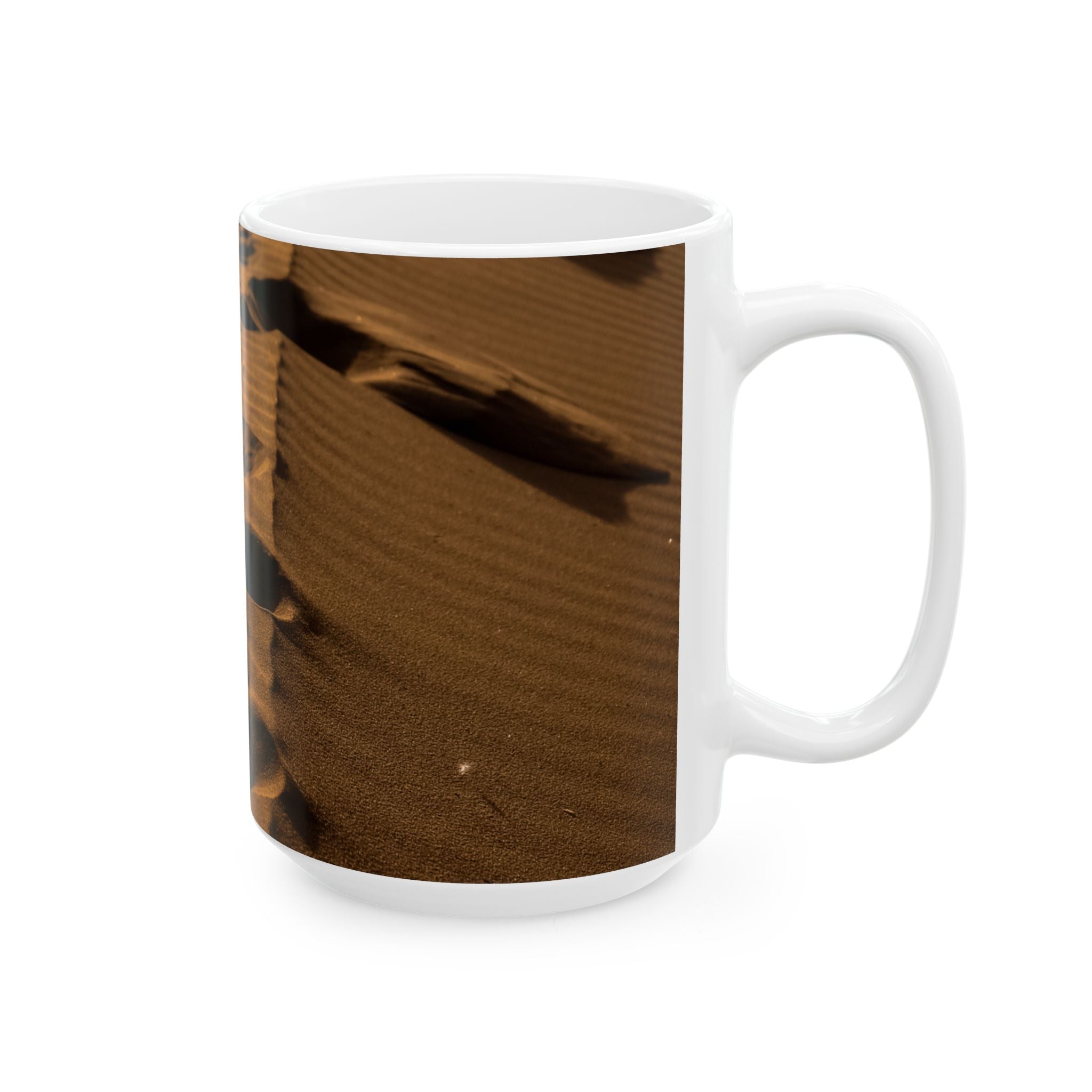 Desert Footprints Ceramic Mug – Sand Dune Photography Coffee Cup (11oz & 15oz)