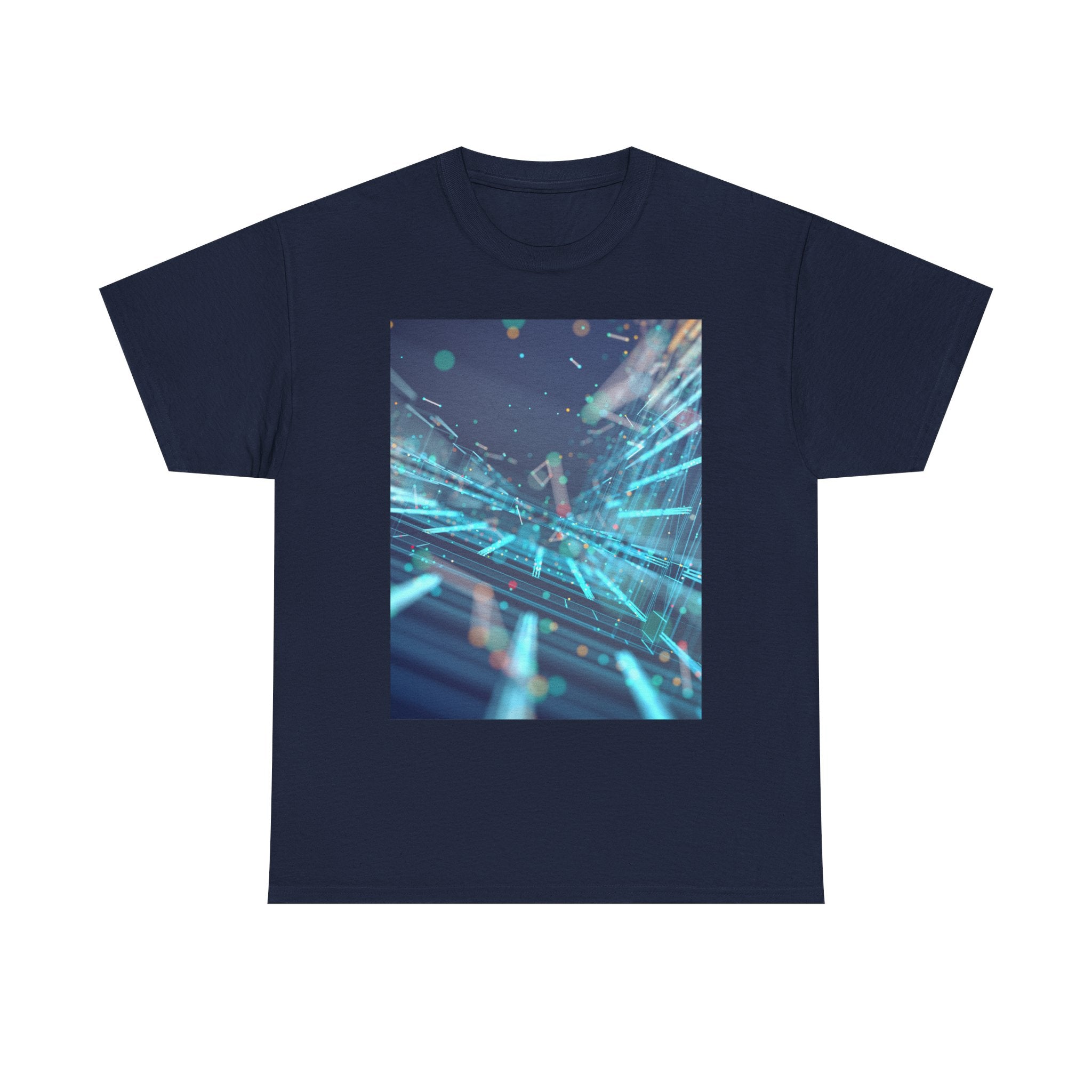 Cyber Grid Tee — Futuristic Neon Tech Graphic T-Shirt