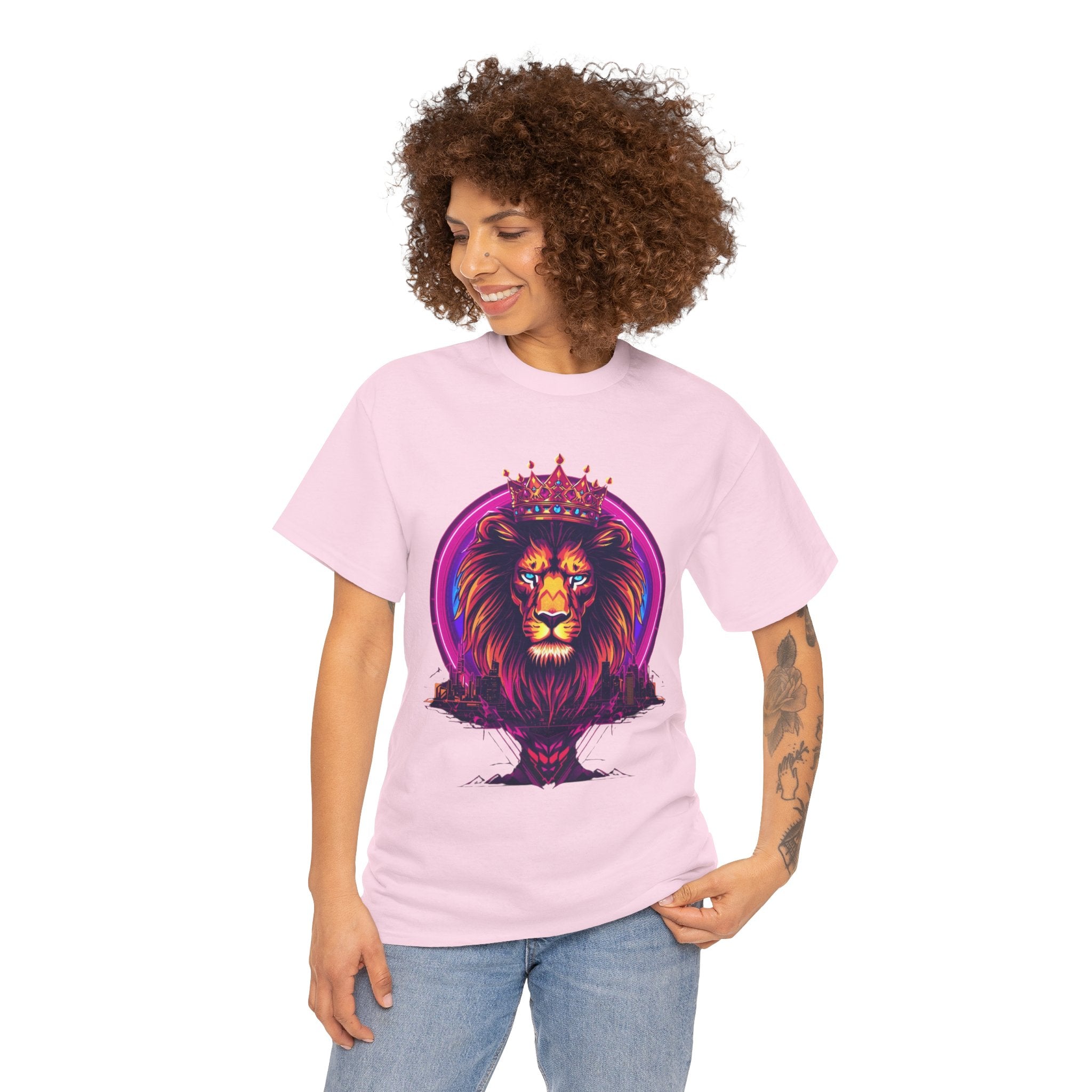 Lion King Crown T-Shirt — Vibrant Neon Lion Graphic Tee