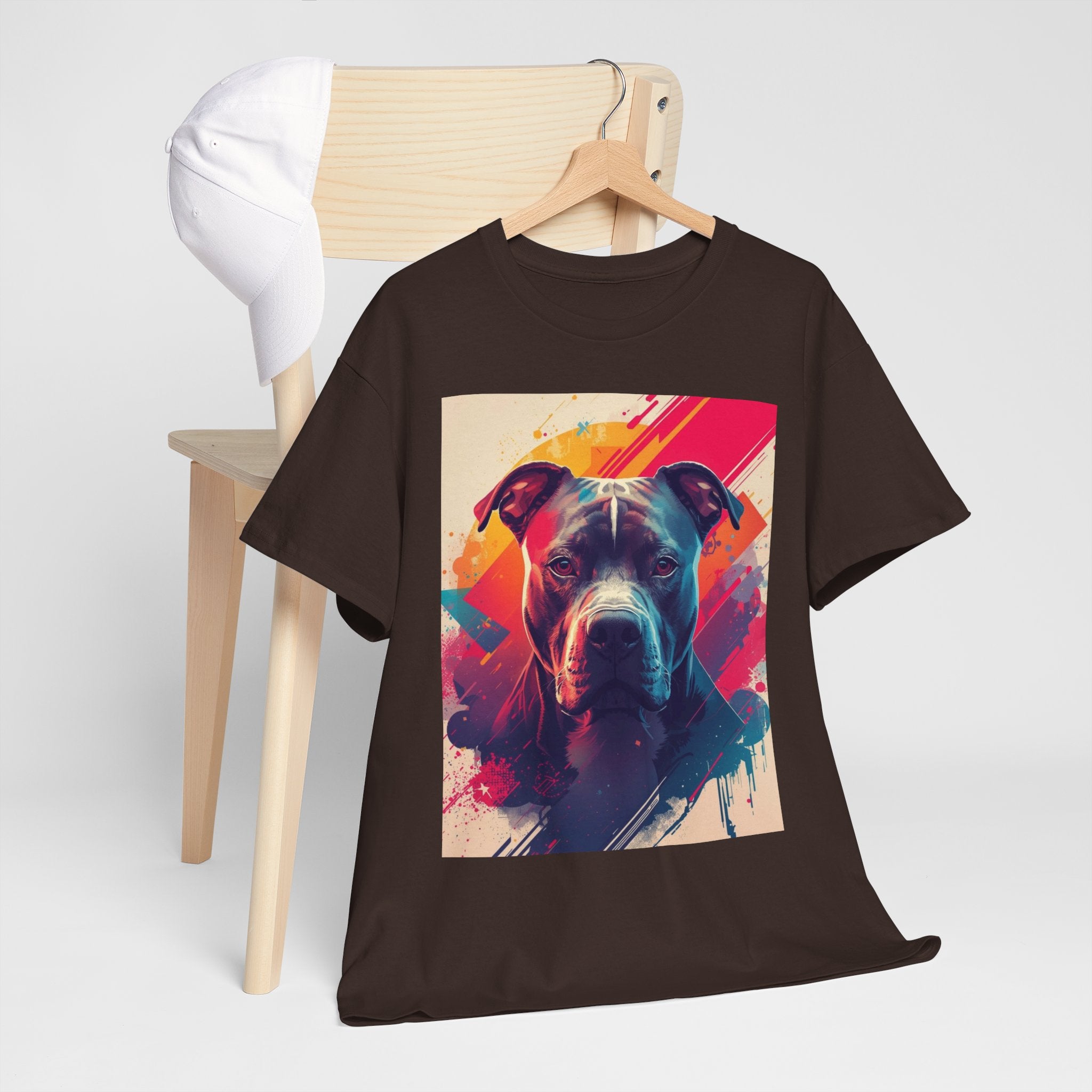 Pit Bull Pop Art T-Shirt — Colorful Abstract Dog Portrait Tee