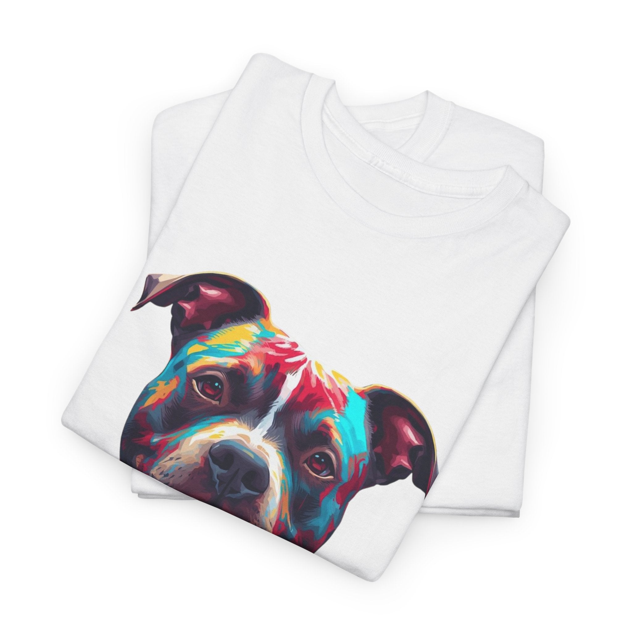 Colorful Pitbull Portrait T-Shirt — Vibrant Dog Lover Tee