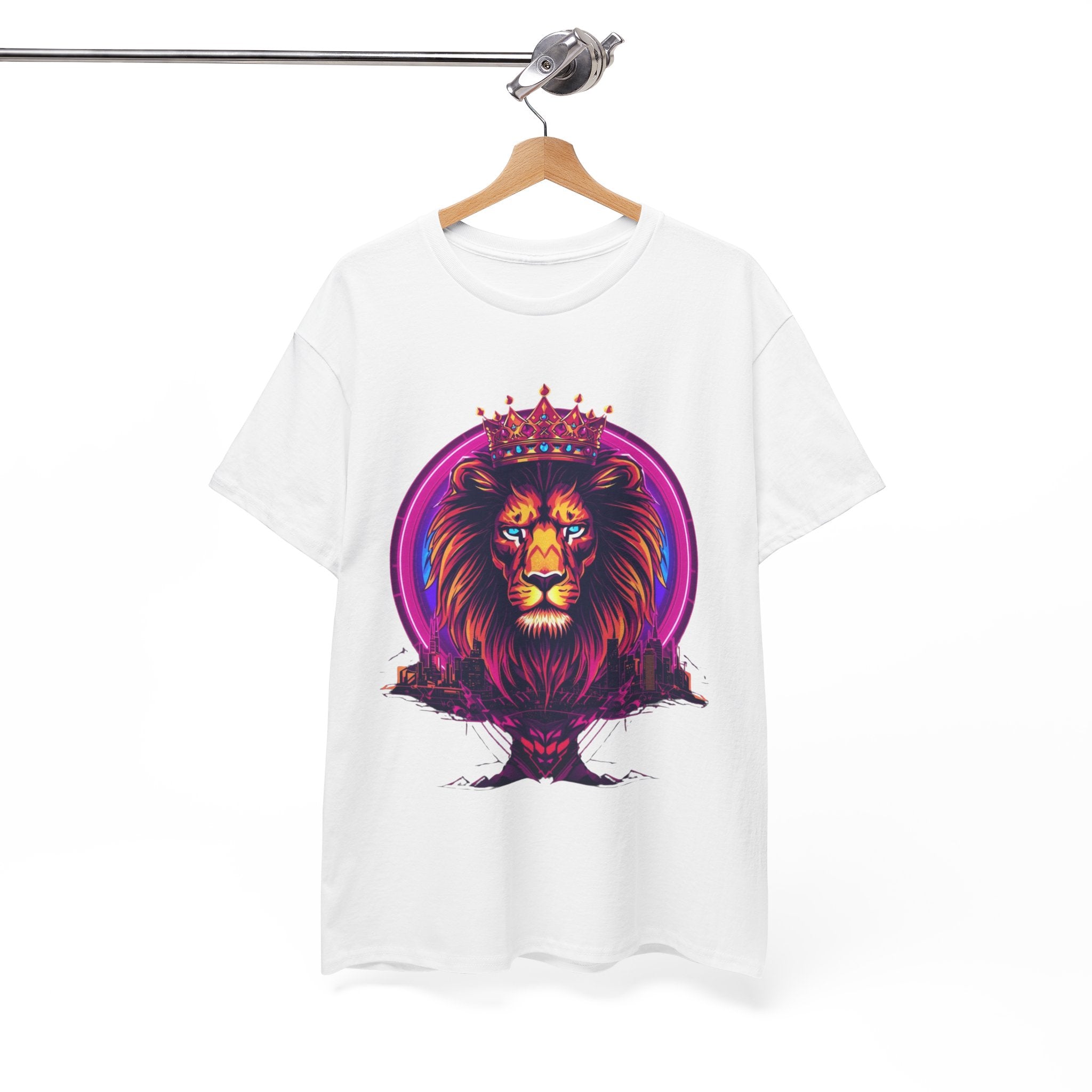 Lion King Crown T-Shirt — Vibrant Neon Lion Graphic Tee