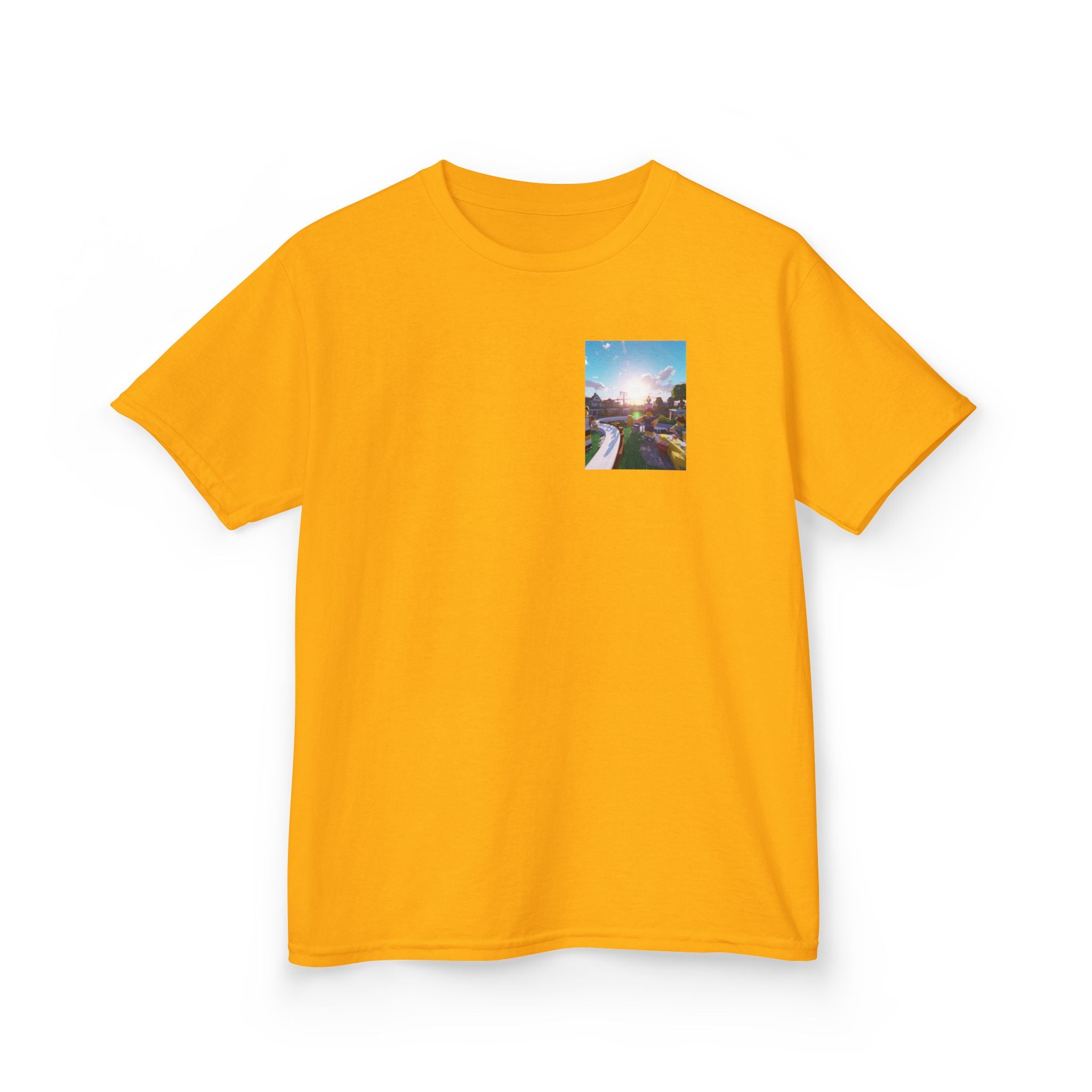 Kids Tee — Colorful Sunset Neighborhood Illustration