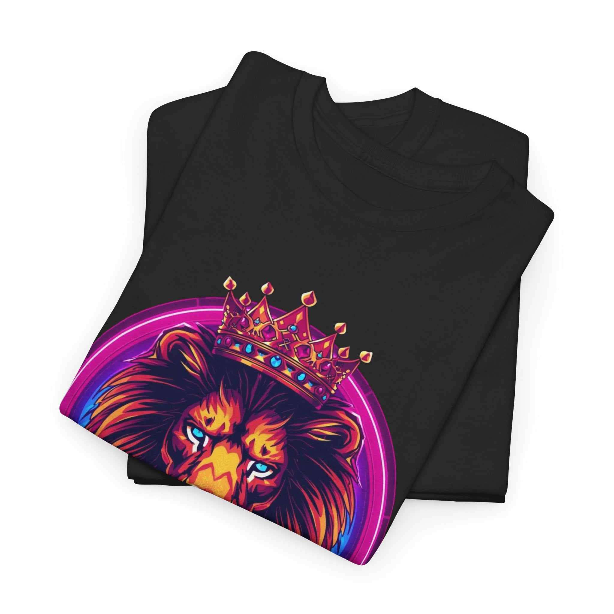 Lion King Crown T-Shirt — Vibrant Neon Lion Graphic Tee