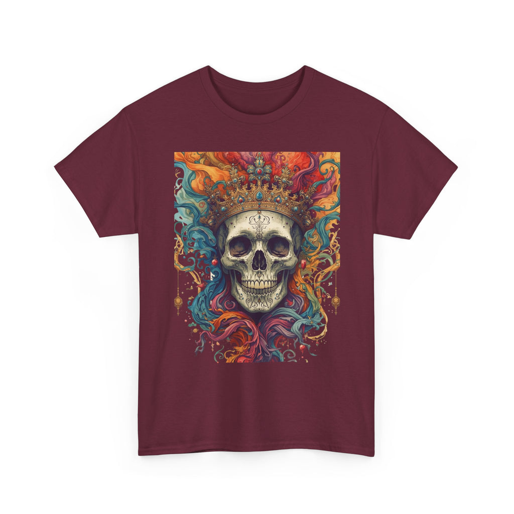 Skull King T-Shirt — Colorful Crowned Skull Graphic Tee for Rock, Gothic & Halloween