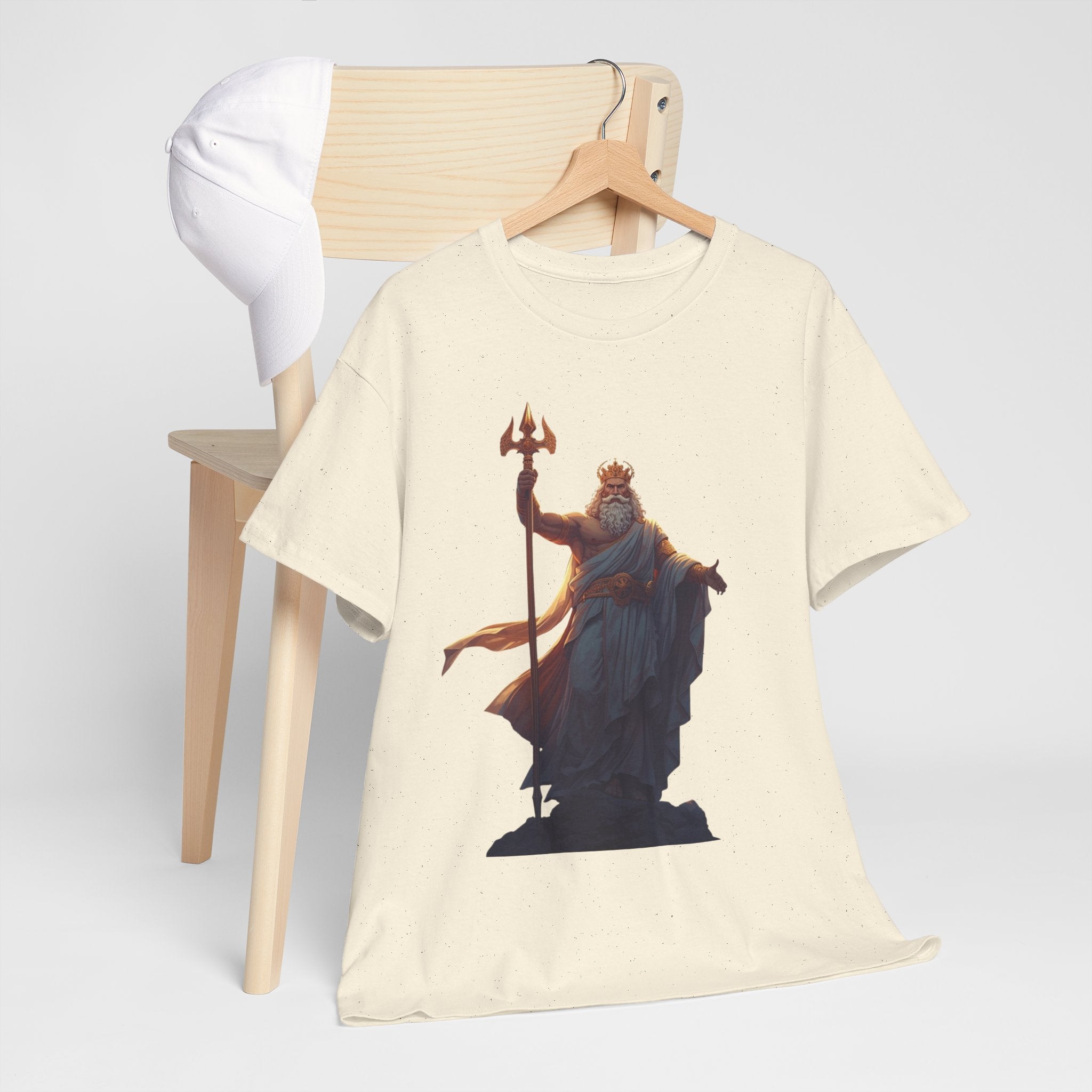 Poseidon Trident Statue T-Shirt — Mythic Sea God Graphic Tee