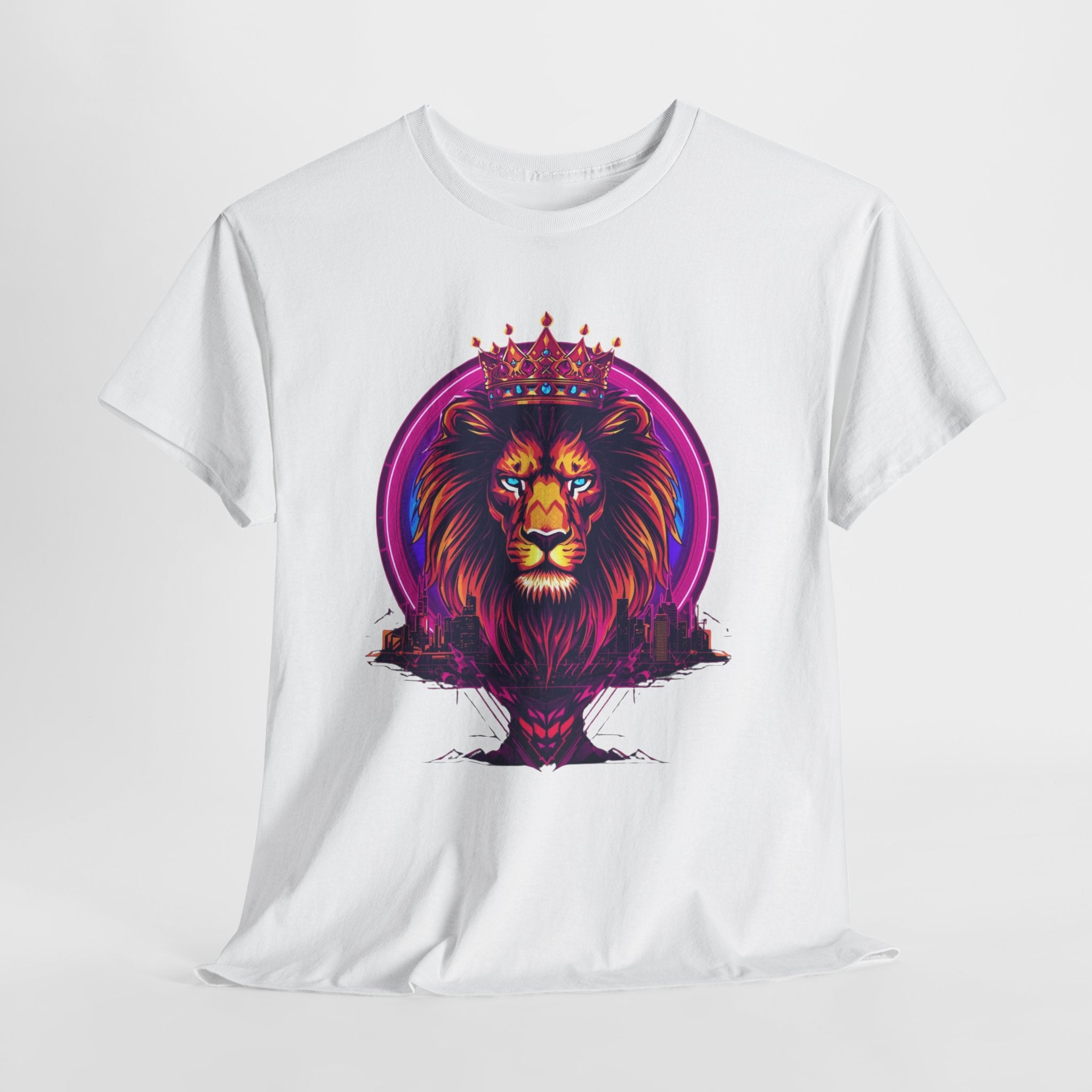 Lion King Crown T-Shirt — Vibrant Neon Lion Graphic Tee