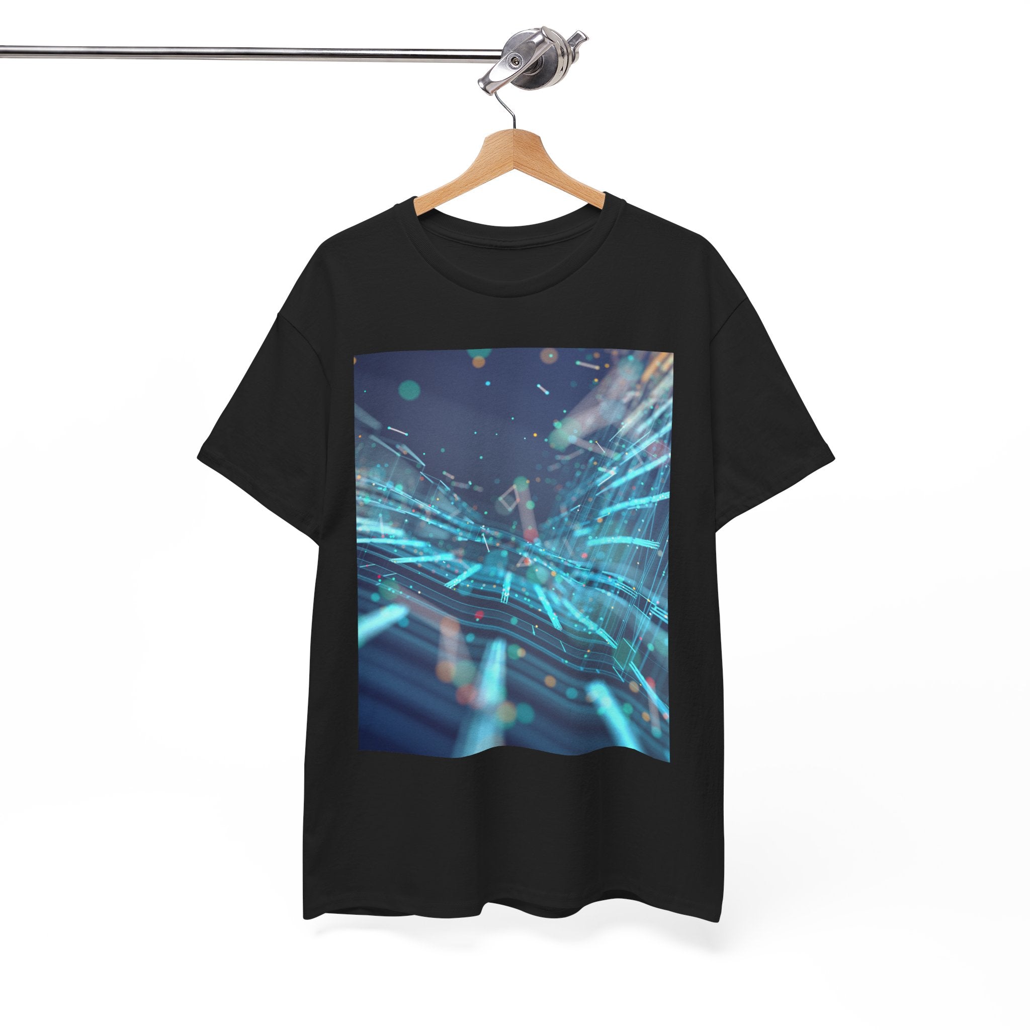 Cyber Grid Tee — Futuristic Neon Tech Graphic T-Shirt