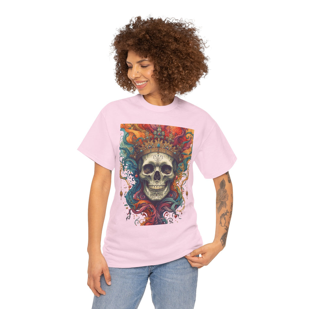 Skull King T-Shirt — Colorful Crowned Skull Graphic Tee for Rock, Gothic & Halloween