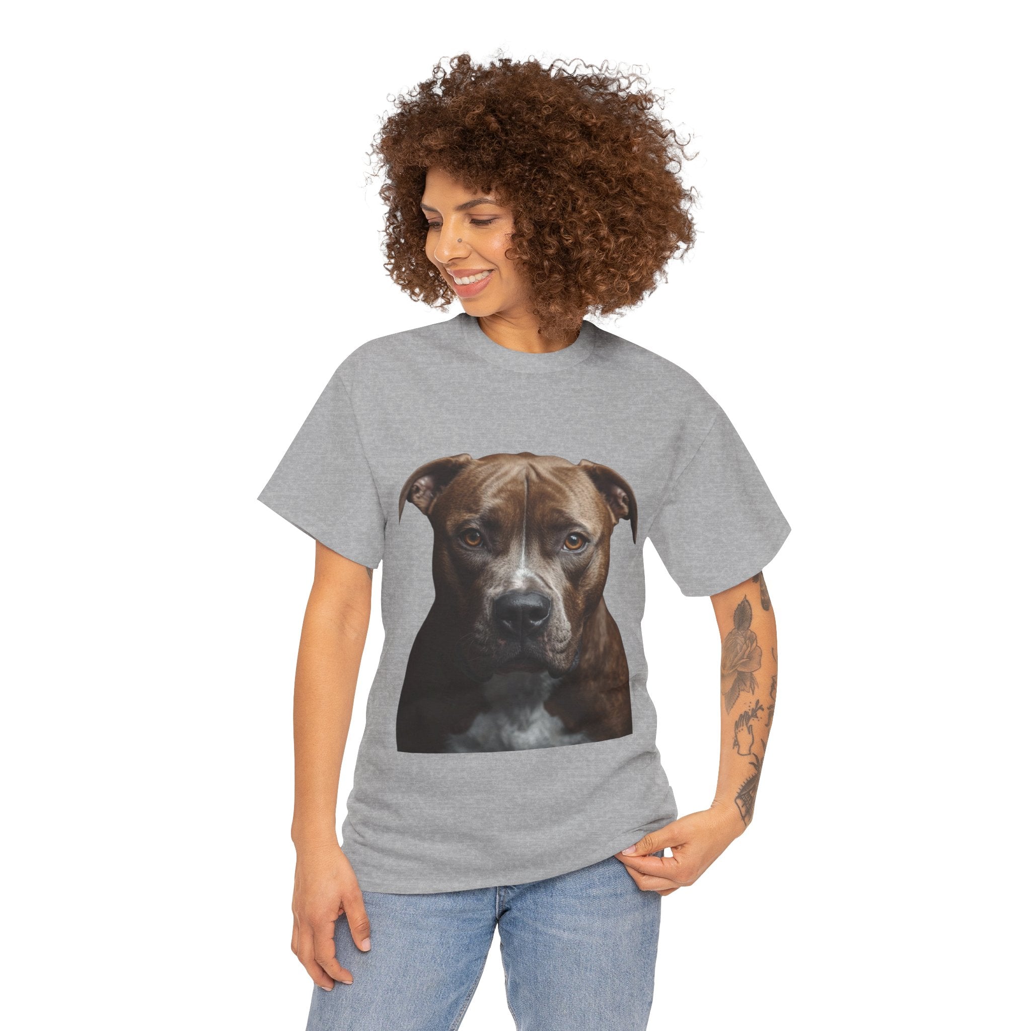 Pit Bull Portrait T-Shirt — Realistic Dog Face Tee for Dog Lovers