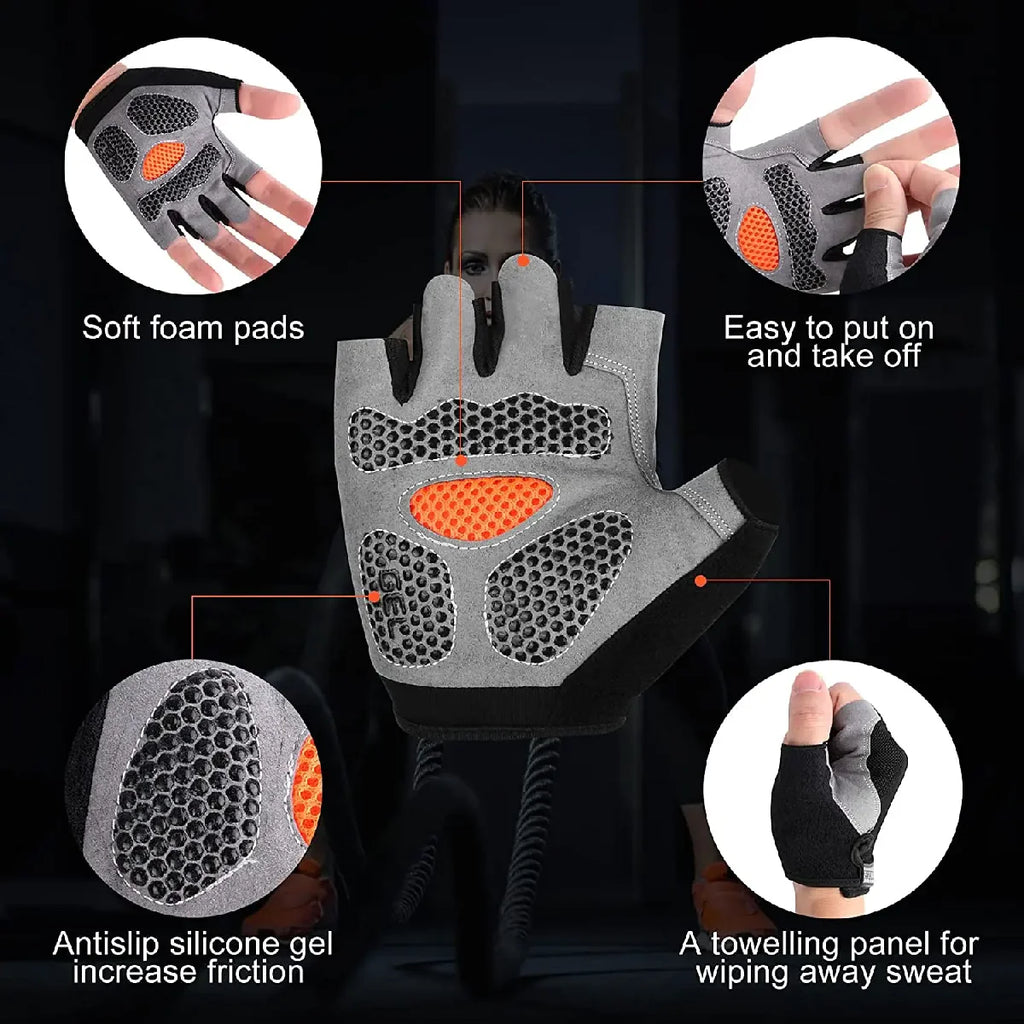 Weightlifting Gym Gloves Fitness Training Fingerless Women Men Bodybuilding Exercise Sports Gloves Cycling Anti-Slip Breathable