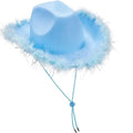 New Cowgirl Hat with Feather Boa Cowgirl Hat for Women Girl Wedding Bachelorette Party Costume Accessory